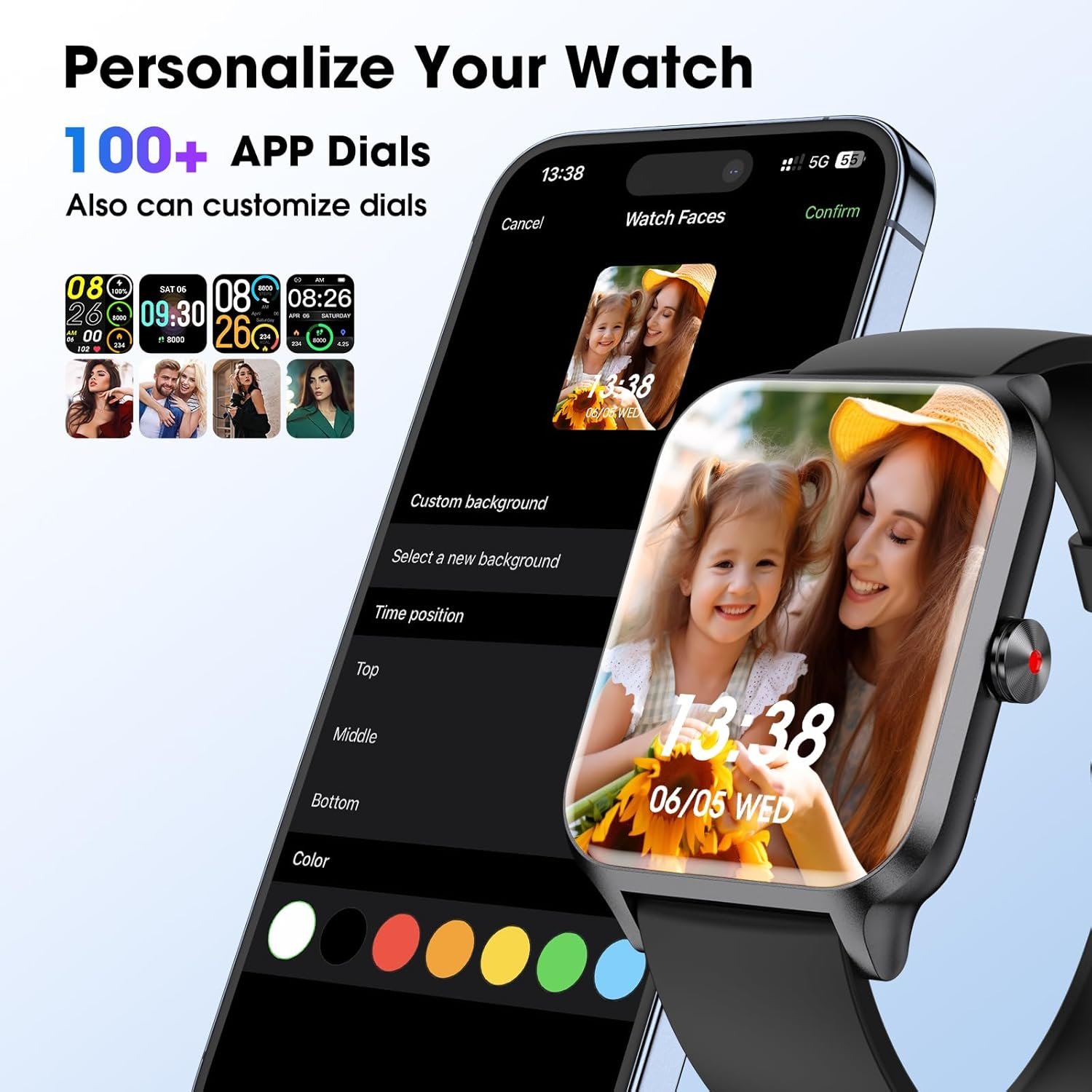 Smart Watch, IP68 Waterproof Fitness Tracker with Heart Rate, SpO2 and Sleep Monitor, Pedometer Fitness Watch for Women Men, Step Counter, Smartwatch Compatible with iOS Android Phones - Image 7