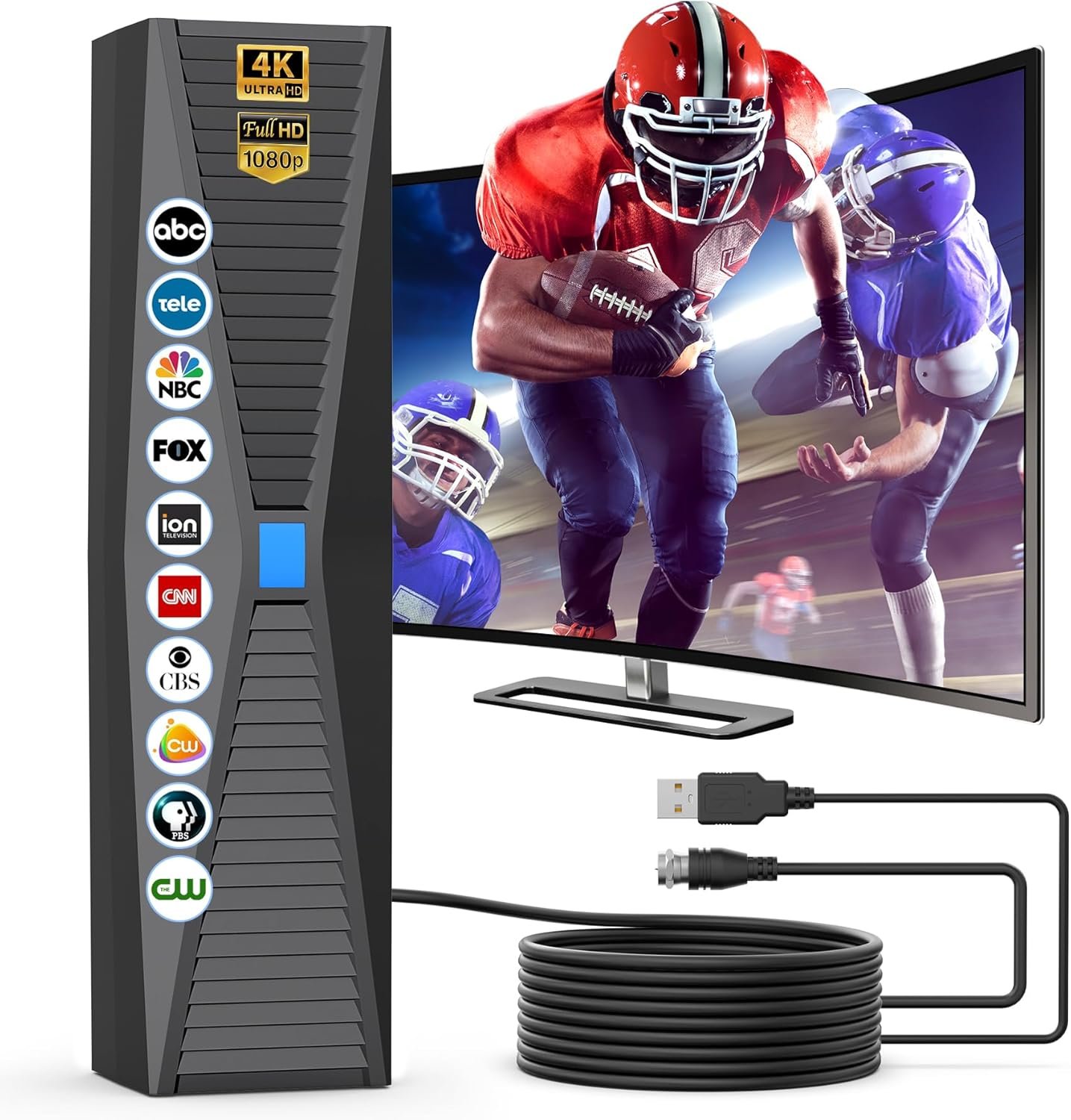 Tv Antenna, Tv Antenna for Smart TV Indoor, HD TV Antenna Indoor for Local Channels, TV Indoor/Outdoor, Television Antenna Perfect 1k Miles Long Range Reception for 4k 1080p.… - Image 2