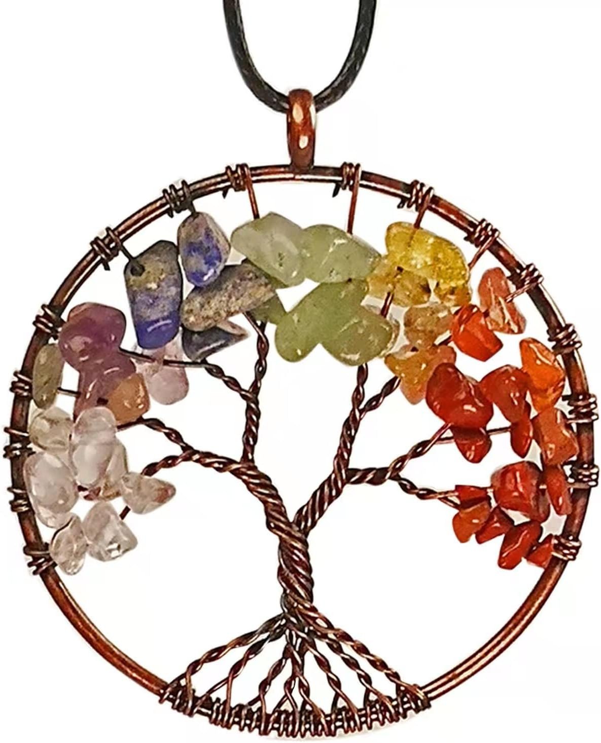 Car Mirror Hanging Accessories Healing Crystal Decor Tree of Life Car Hanging Decor 7 Chakras Stones Ornaments Good Luck Home Decoration - Image 2
