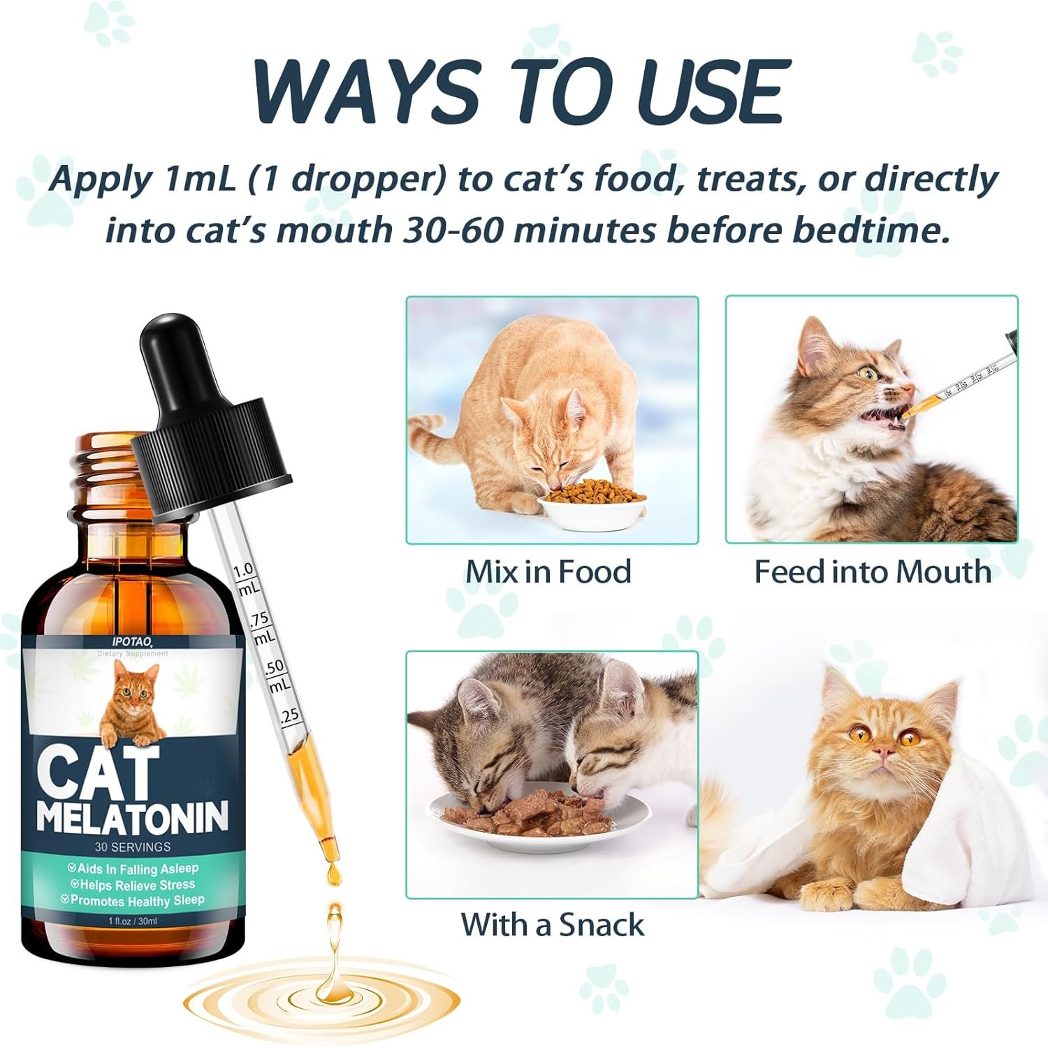 Cat Melatonin - Cat Calming Products for Stress & Anxiety Relief, Melatonin for Cats' Sleep Aid, Cat Relaxer Calming Drops, Support Restful Sleep for Your Cat, 1 fl oz - Image 7