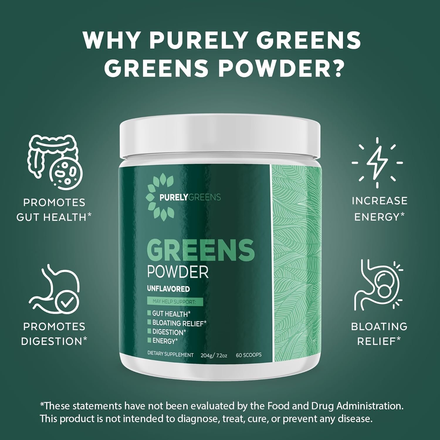 Superfood Powder with Spinach, Kale & Beet Root Powder, Daily Super Greens Powder Supports Digestive, Gut Health, Energy, Immunity, Smoothie Mix with Veggie & Fruit Powder, 60 Servings - Image 4