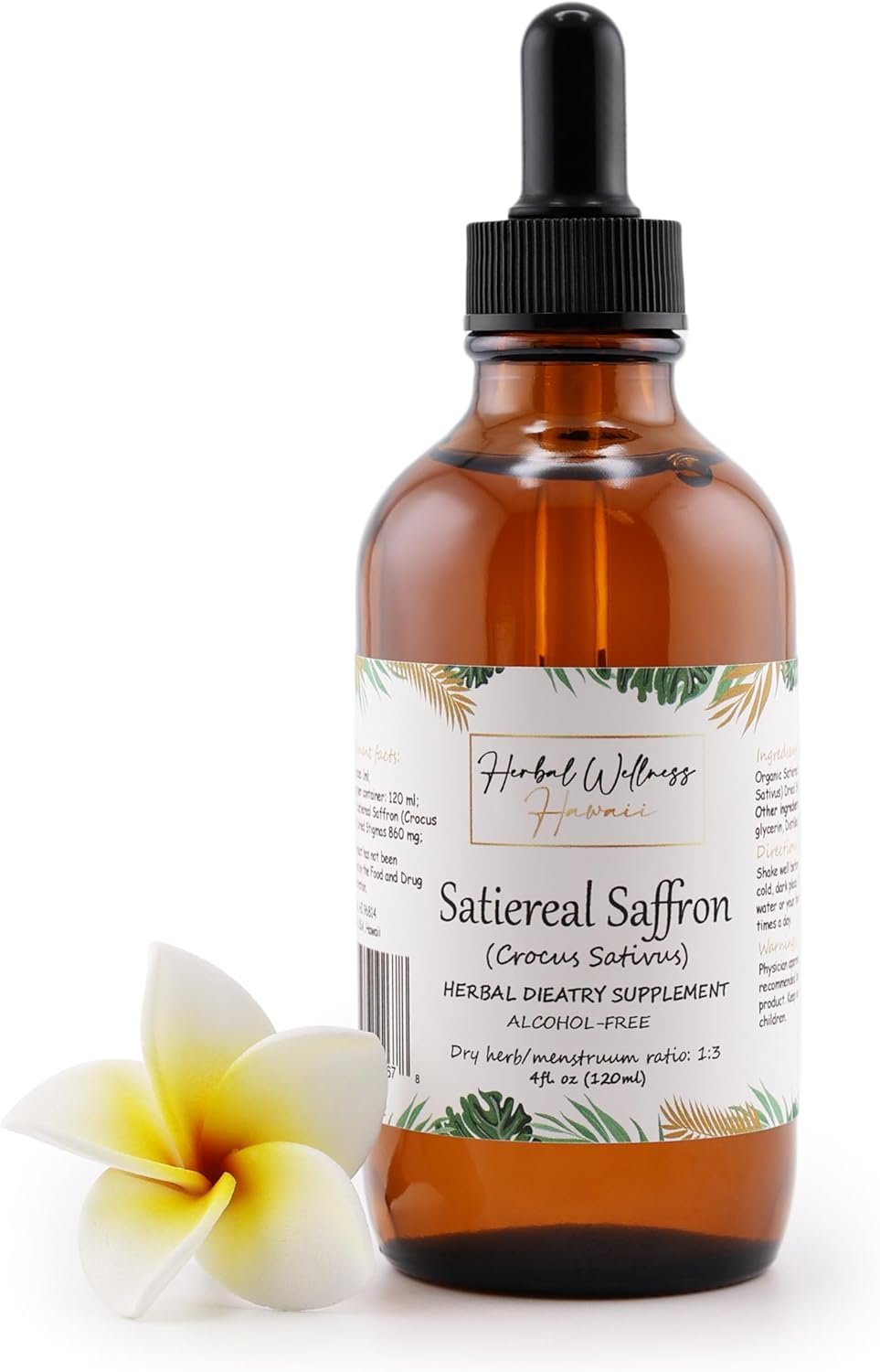 Satiereal Saffron (Crocus Sativus) Dried Stigmas Liquid Extract - Herbal Supplement for Mood and Well-Being, Alcohol-Free 4 Fl.oz - Image 2