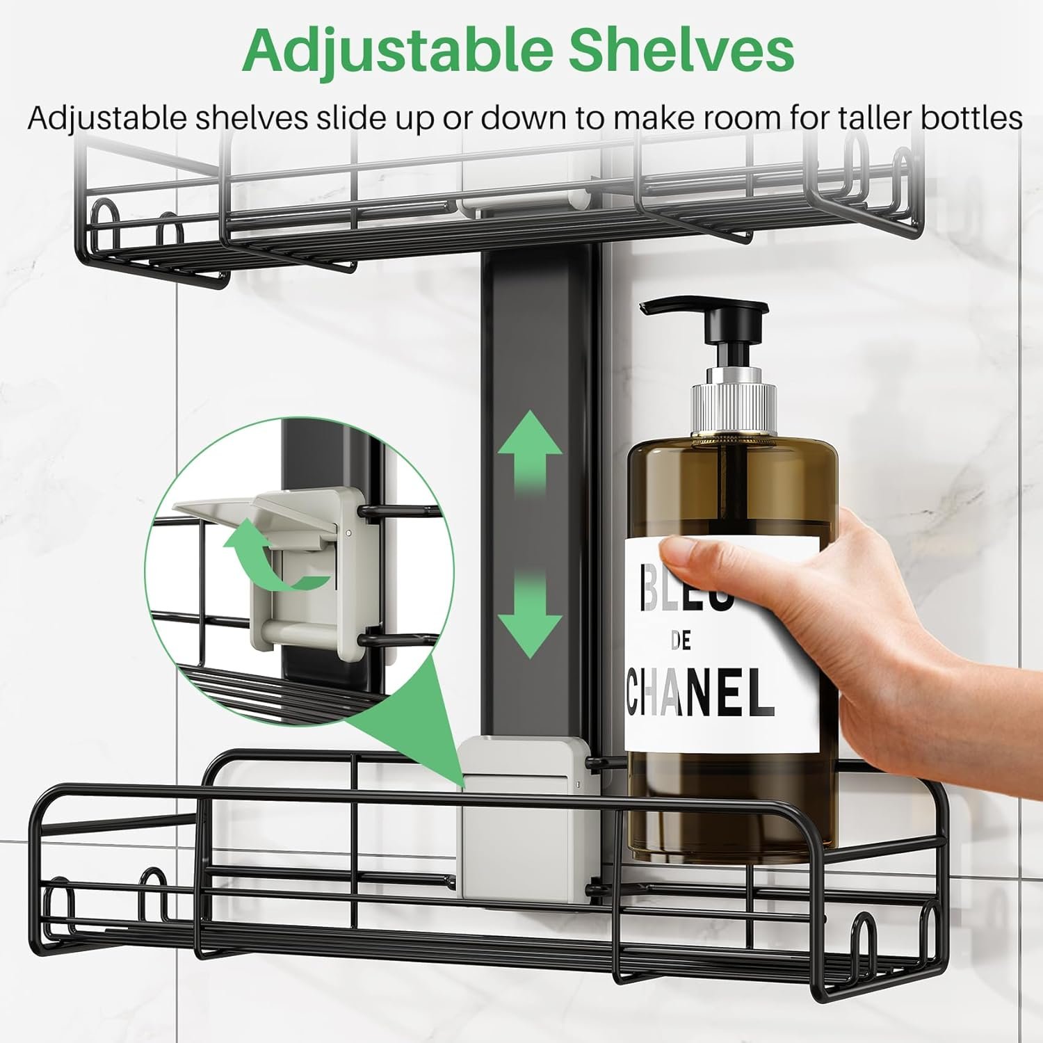 Kitstorack Shower Caddy Hanging - Adjustable Shower Organizer with Soap Dish Rustproof Stainless Steel Shelf & Aluminum Spine No Drilling Shower Shelves for Bathroom Organizers and Storage - Image 6