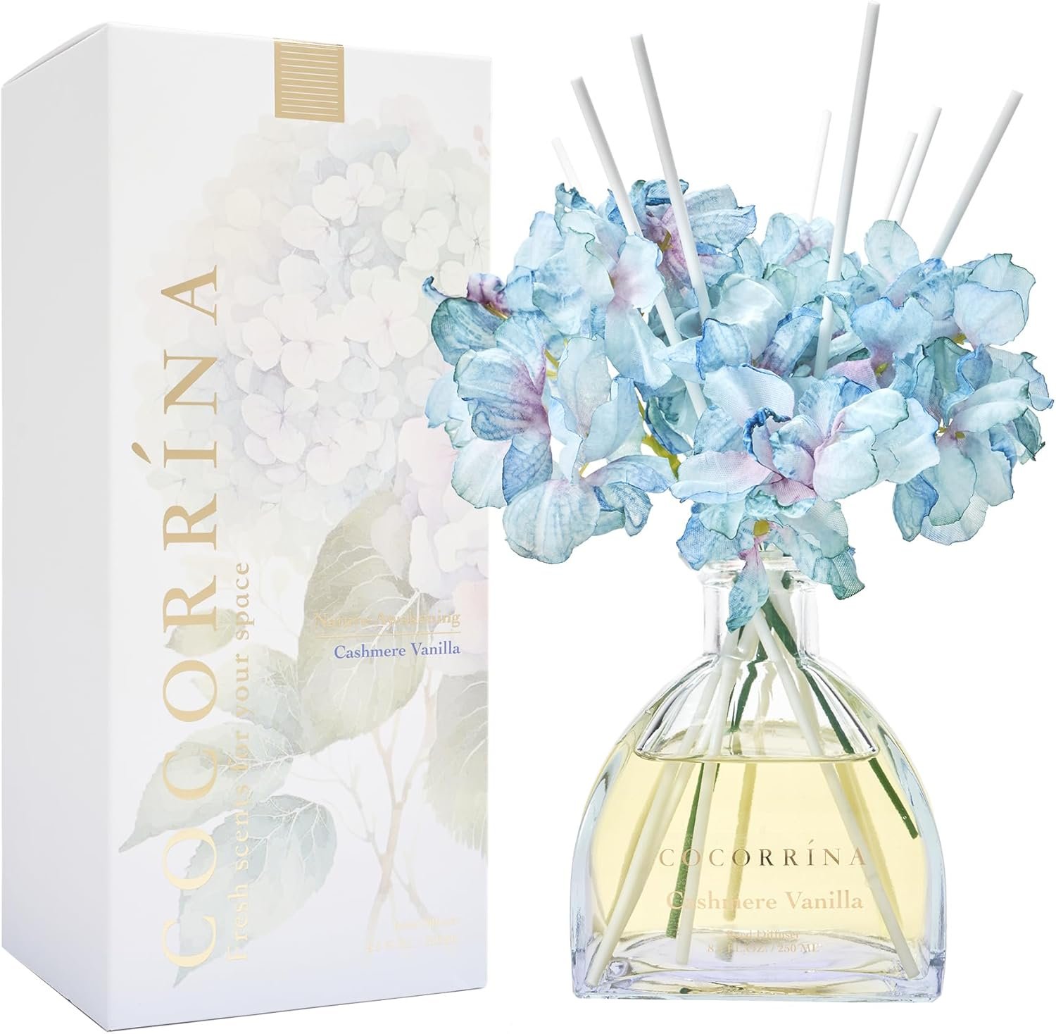 COCORRÍNA Reed Diffuser - 8.5 Oz Cashmere Vanilla Reed Diffuser with 8 Sticks for Home Bathroom Shelf Decor (Simple Luxe Collection) - Image 3