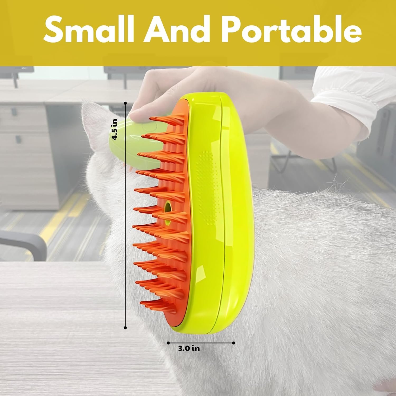 Steamy Cat Brush for Massage | 3 in 1 Silicone Spray Pet Bath Brush Cleanser- Hair Cleaning Brush Comb for Dogs Cats, Steaming Cat Brush for Grooming, Hair Removal Comb Brush for Pets (Green) - Image 4