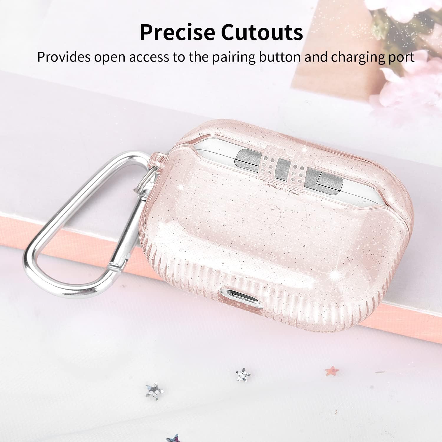 KOREDA Compatible with AirPods Pro 2nd Generation/1st Generation Case Cover, Soft Clear TPU Bling Transparent Protective Shockproof Case Designed with Keychain for AirPods Pro & AirPods Pro 2 Case - Image 4
