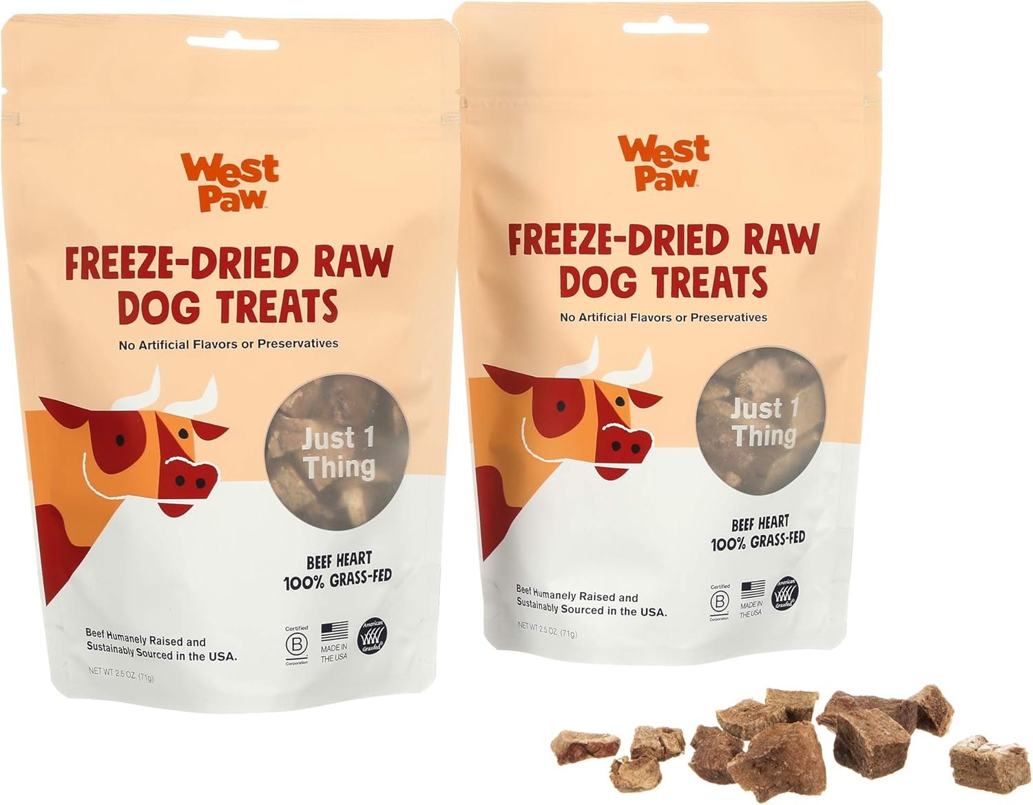 WEST PAW Freeze-Dried Raw All Natural Dog and Puppy Training Treats, Single Ingredient, Humanely Raised and Sustainably Sourced, Made in USA, Beef Heart, 2 Pack - Image 2