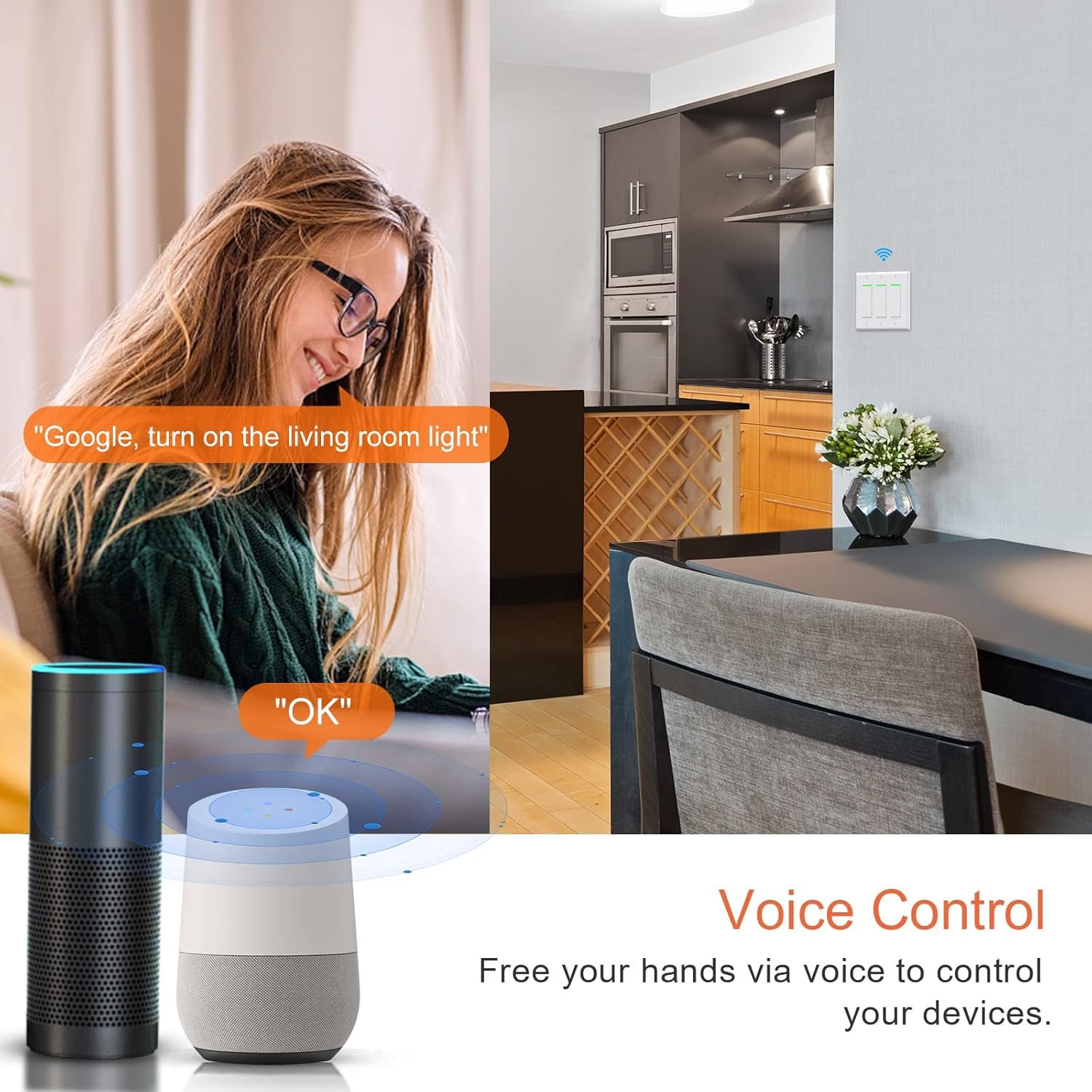 Smart Switch 3Gang Smart Light Switch 3 Gang Milfra 2.4Ghz in-Wall Smart Switch Alexa WiFi Switch Work with Alexa Google Assistant,Need Neutral Wire,Single-Pole Only - Image 3