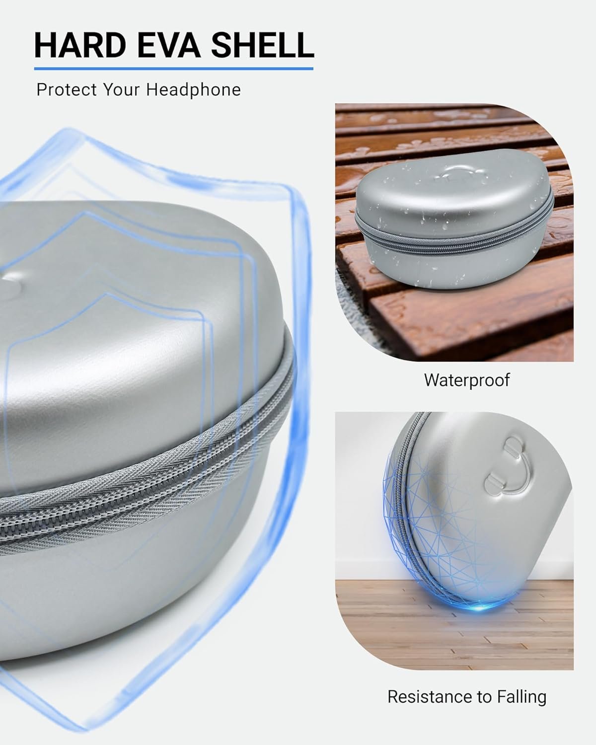 Hard Headphone Case for Beats Solo 4, Studio Pro, Solo 3, Studio 3, Solo 2,Over Ear Headphone Carrying Case with Storage Cable Bag Strap for Travel (Silver) - Image 4