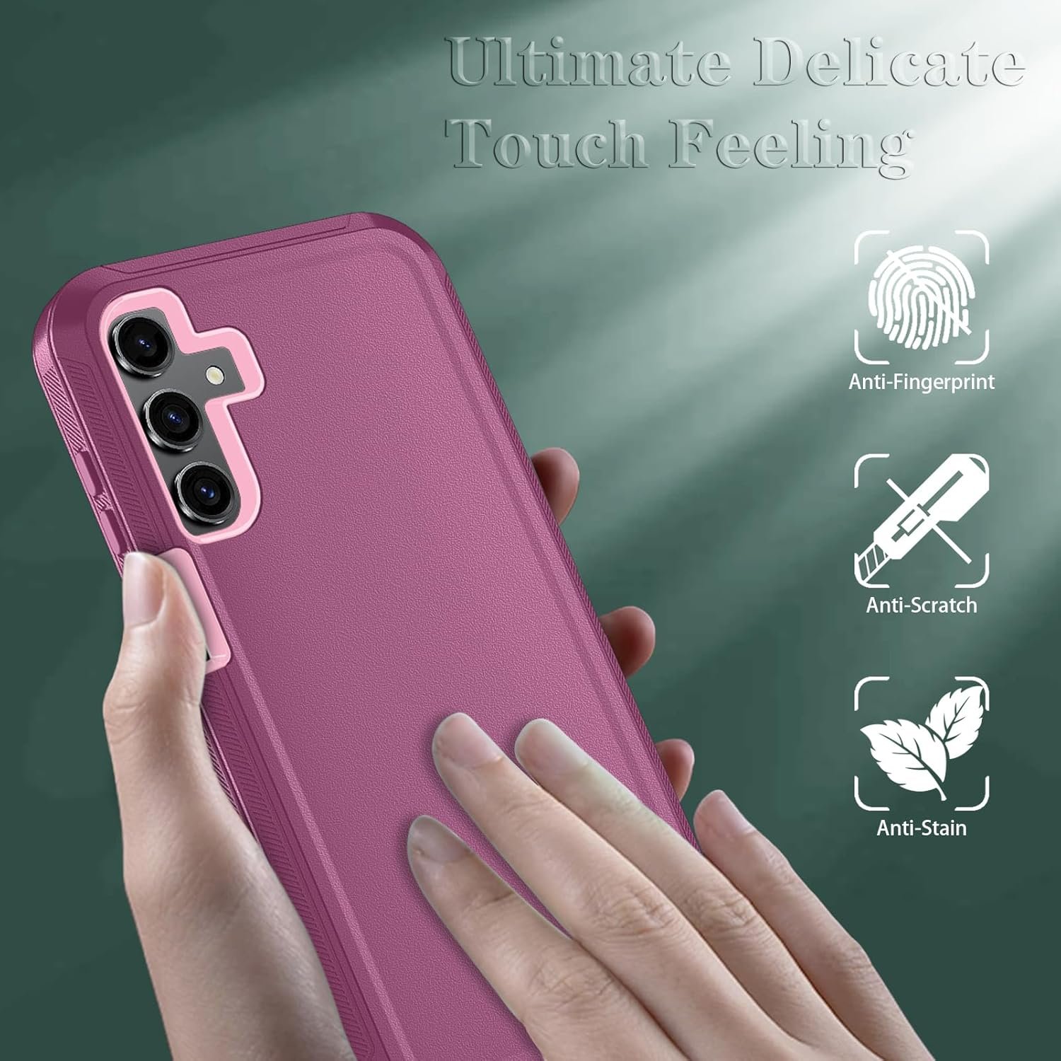 Qinmay Samsung Galaxy A15 5G Case, 3-Layer Shockproof Phone Cover with HD Screen Protector (WinRedPink) - Image 4