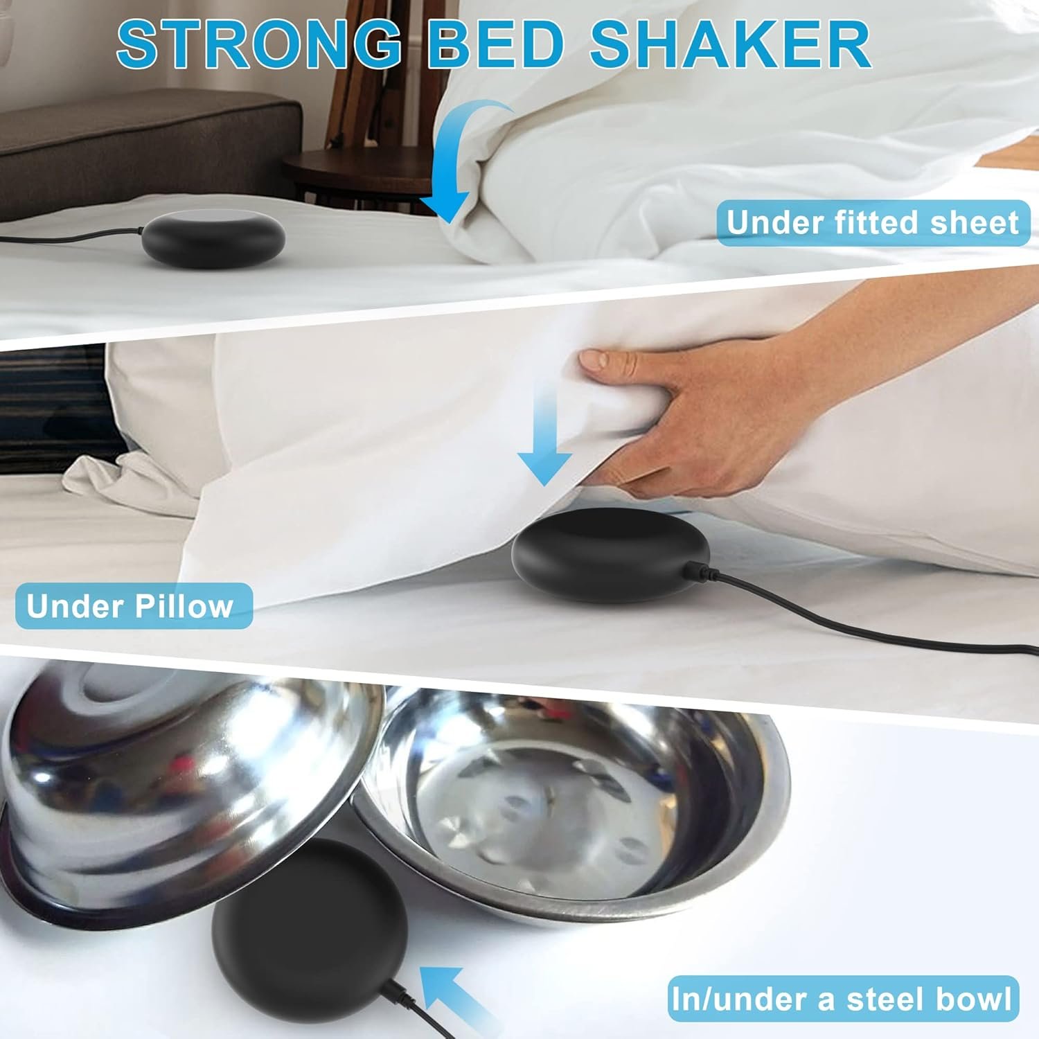 Extra Loud Dual Alarm Clock with Vibration for Bedroom,Extreme Bed Shaker Alarm Clock for Deep Sleeper Hard of Hearing Deaf,7" Clear LED Display,USB Port,Battery Backup,Easy to Set for Senior,Kids,DST - Image 3