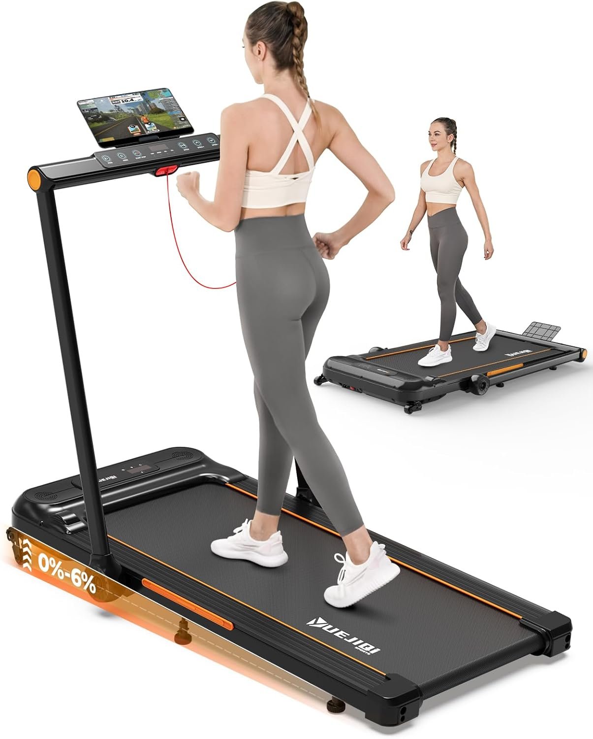Walking Pad with Incline, 3.5HP Foldable Treadmill for Home Office Small Space, Portable Walking Treadmill Under Desk 300 Lbs with 12 Preset PROG, LED Display, Speaker and Phone Holder - Image 2