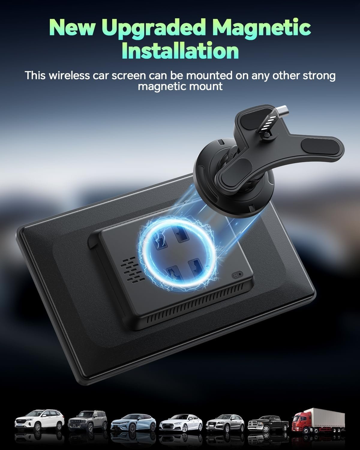 LAMTTO Wireless Apple Carplay Screen for Car Android Auto Magnetic Holder, OTA, Portrait & Landscape Screen, GPS Navigation, Portable Car Audio Receivers Mirror Link, Bluetooth, Voice Control - Image 5