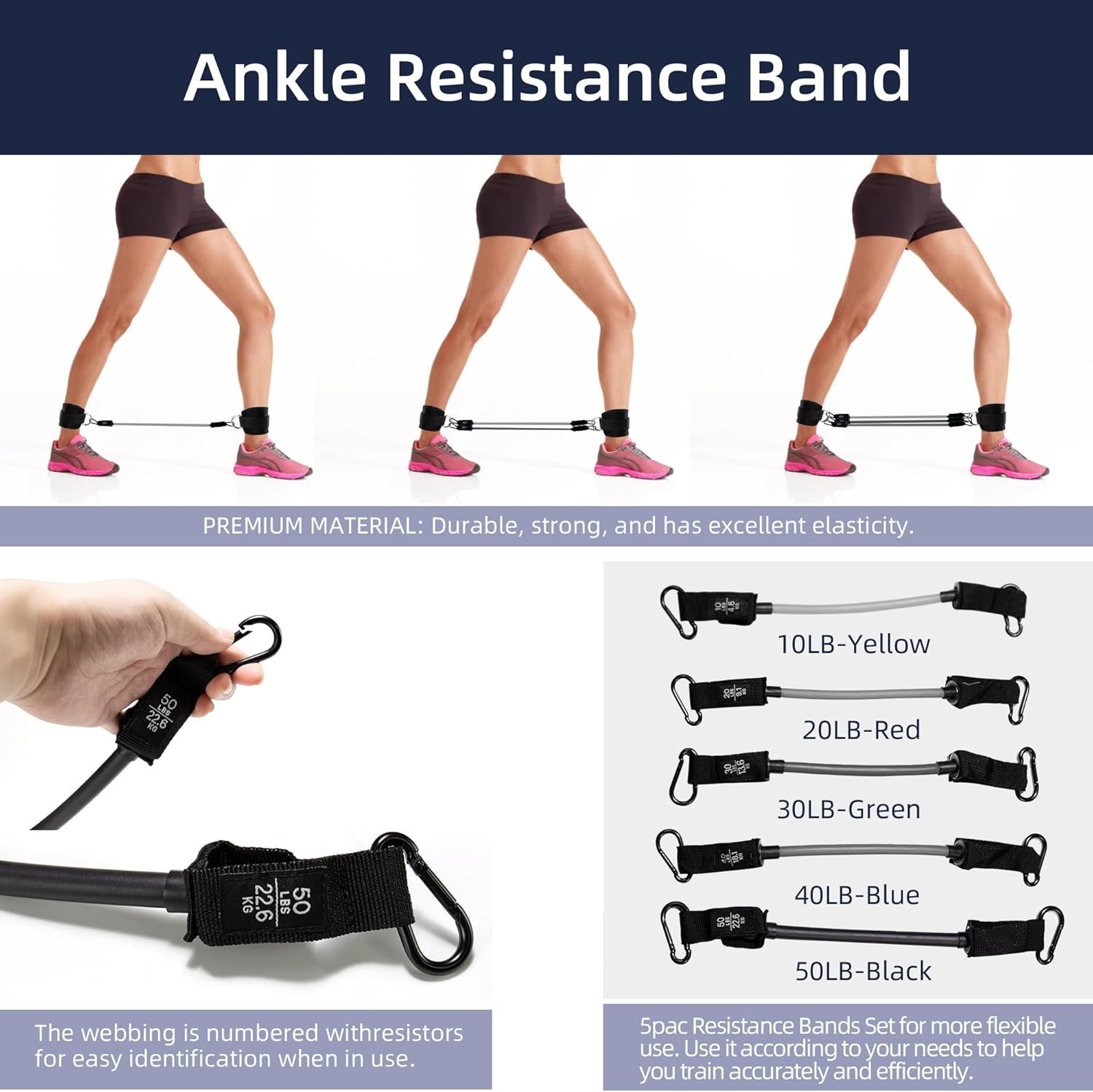 Ankle Resistance Bands with Cuffs,Versatile Ankle Resistance Band for Working Out,Ankle Bands for Working Out - Image 5