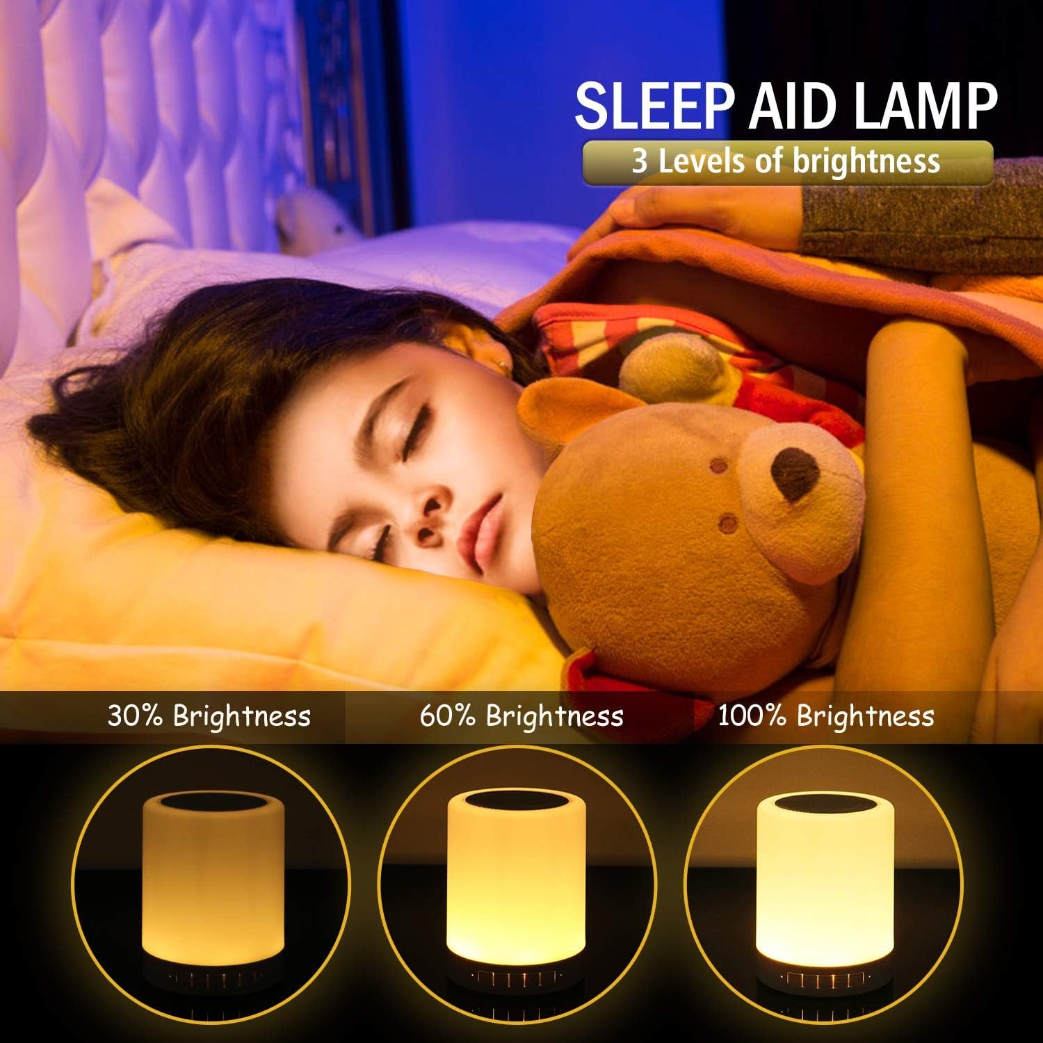 Night Light Bluetooth Speaker Wireless Portable Smart Touch Control Bedside Table Lamp with Colorful Led, Best Gift for Teens Kids Children Students Girlfriend Boyfriend Women Men - Image 3
