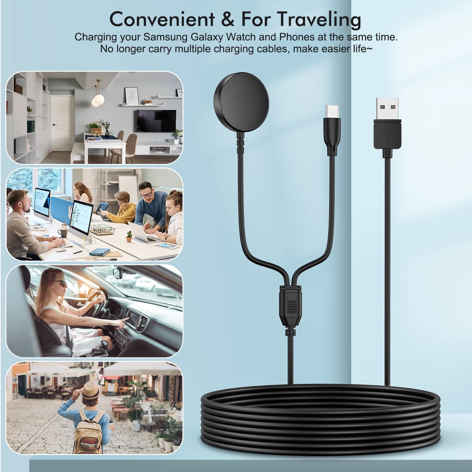 2 in 1 Samsung Watch Charger 6.6FT/2M Galaxy Watch Charger Cable with 18W USB A Fast Charger Power Adapter Plug for Samsung Galaxy Watch Ultra/7/FE/6/5/4,Galaxy S24/S23/S22,Fold 6/5,Flip 6/5,Buds,Tab - Image 8