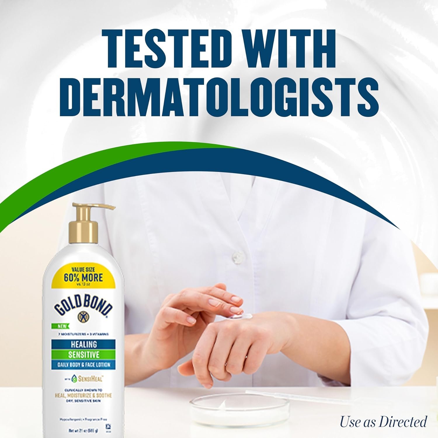 Gold Bond Healing Sensitive Daily Body & Face Lotion with Aloe Moisturizes, Heals & Soothes Dry, Sensitive Skin, Value Size, 21 oz. - Image 7