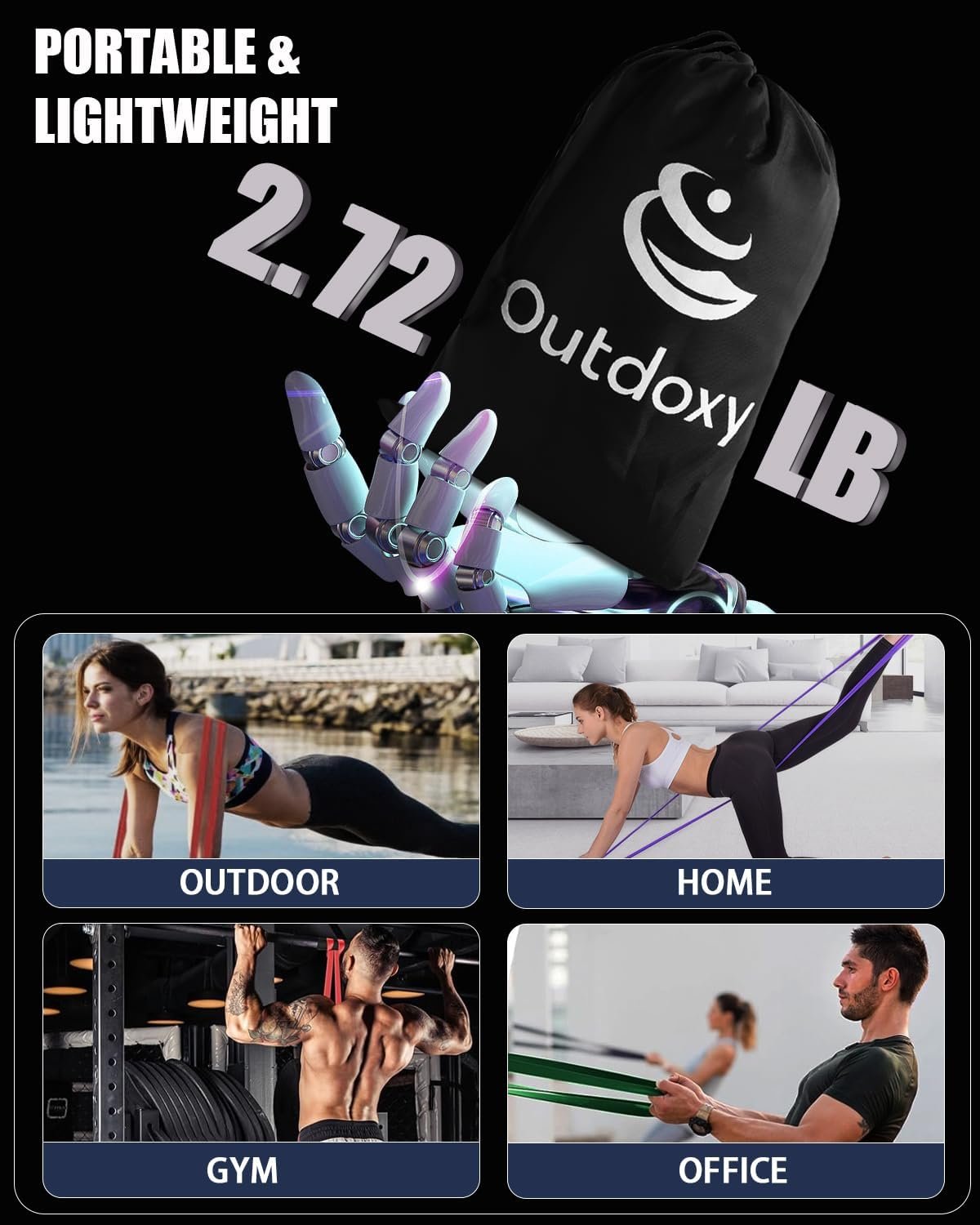 Resistance Bands, Pull Up Assistance Bands Set of 4, Exercise Bands for Men & Women, Heavy Duty Stretch Exercise Bands, Resistance Bands for Working Out, Muscle Training - Image 9