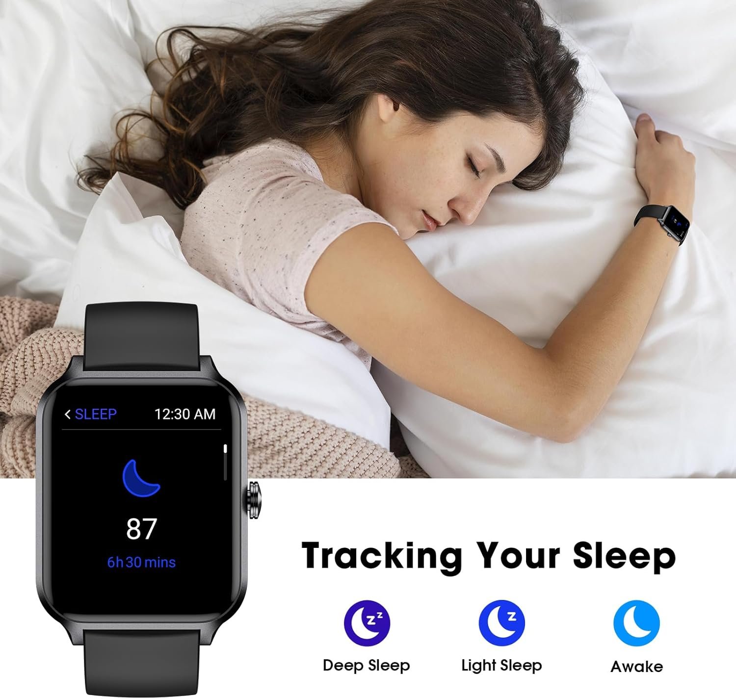 Smart Watch, IP68 Waterproof Fitness Tracker with Heart Rate, SpO2 and Sleep Monitor, Pedometer Fitness Watch for Women Men, Step Counter, Smartwatch Compatible with iOS Android Phones - Image 5