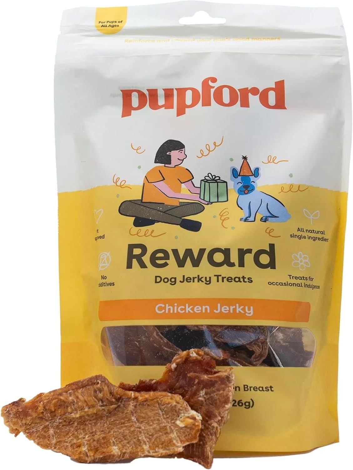 Pupford Chicken Jerky Treats for Dogs for Large & Small Dogs of All Ages | Made in USA, 100% Real Meat & No Fillers | Dogs Love These Tasty Dog Snacks (Chicken 4 oz) - Image 2