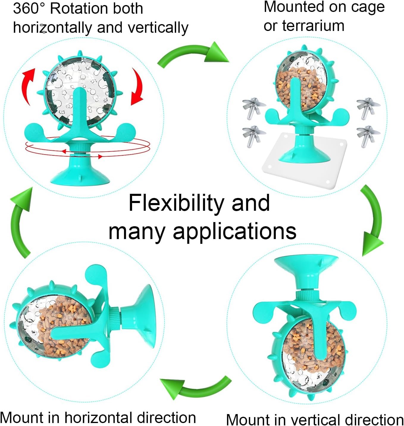 Small Animal Treat Ball Toy, 360° Rotating Hedgehog Toys with Suction Cup, Hedgehog Enrichment Toys, Hedgehog Supplies, Hedgehog Cage Toys, Rat Enrichment Toys, Hamster Toys - Image 5