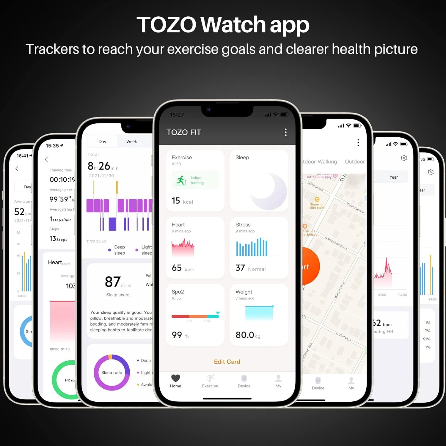 TOZO S2 Smart Watch Alexa Built-in Fitness Tracker with Heart Rate and Blood Oxygen Monitor, Sleep Monitor 5ATM Waterproof 1.69-inch HD Color Touchscreen for Men Women Compatible with iPhone & Android - Image 3