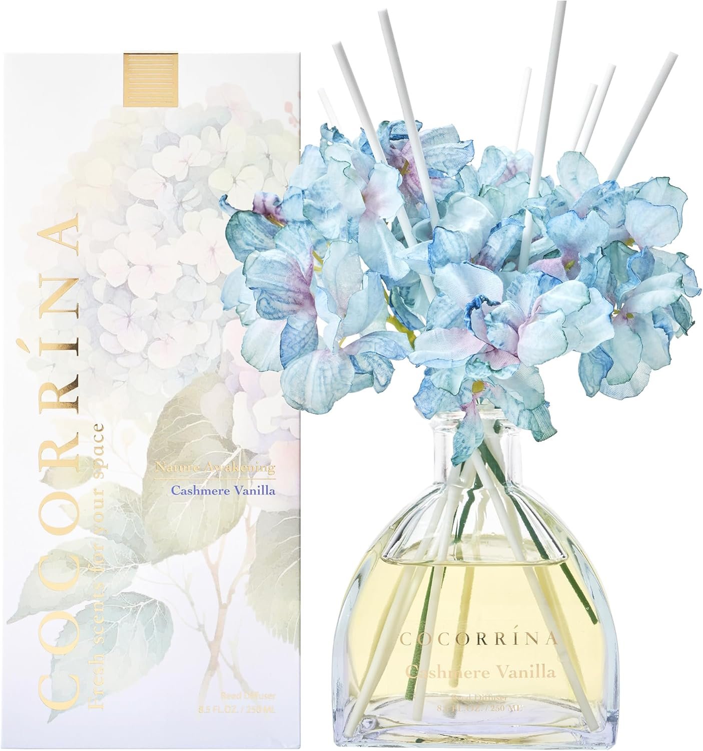 COCORRÍNA Reed Diffuser - 8.5 Oz Cashmere Vanilla Reed Diffuser with 8 Sticks for Home Bathroom Shelf Decor (Simple Luxe Collection) - Image 2