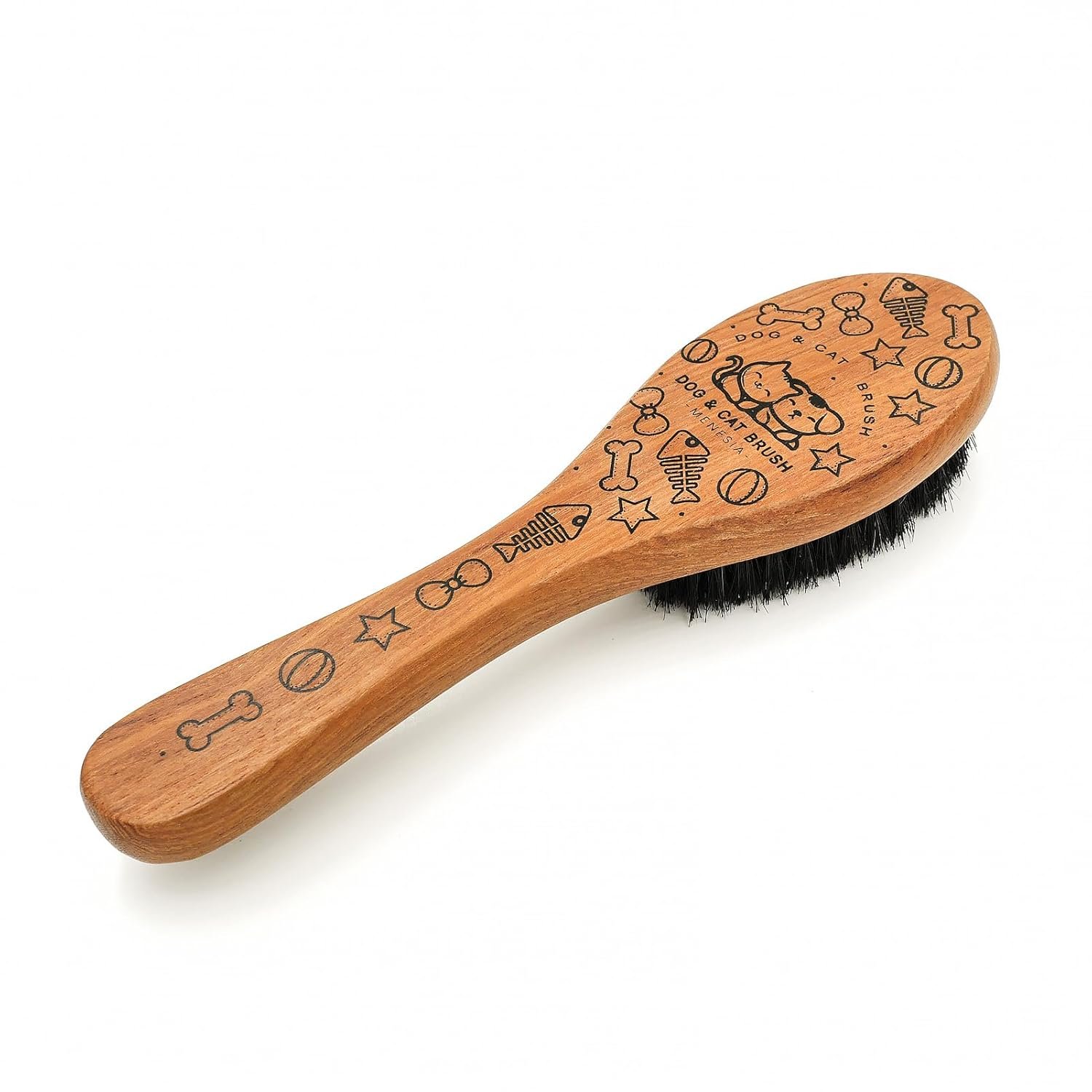 Pet Soft Brush with Wood Handle and Boar Bristle Hair Brush - Soft Cat and Dog Grooming Brush for Short Hair Cats and Small Dogs - Soft Bristles for Gentle Massage and Dandruff Removal (Cat) - Image 3