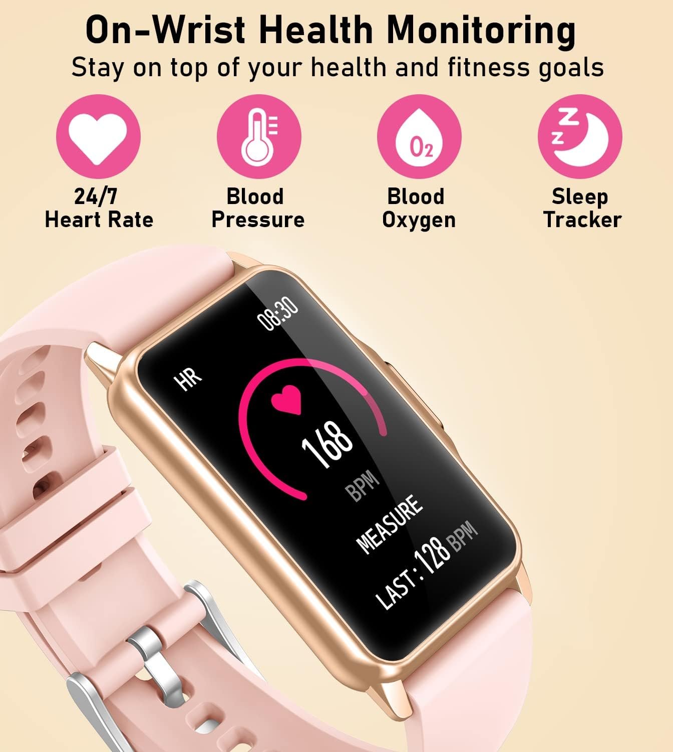 Smart Watch Health Fitness Tracker with 24/7 Heart Rate, Blood Oxygen Blood Pressure Sleep Monitor, 115 Sports Modes, Step Calorie Counter Pedometer IP68 Waterproof for Android and iPhone Women Men - Image 5