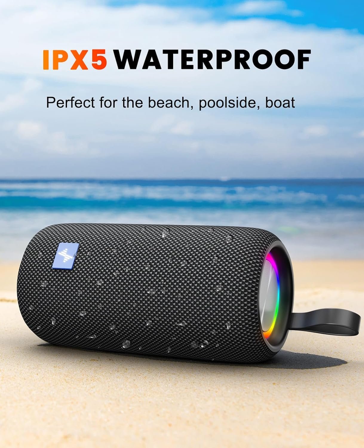 LENRUE Bluetooth Speaker, Wireless Portable Speaker with Crisp Sound, Dynamic Lights, IPX5 Waterproof, TWS Pairing, Type C Charge, Suitable for Indoors, Outdoors, Parties, Gifts - Image 4