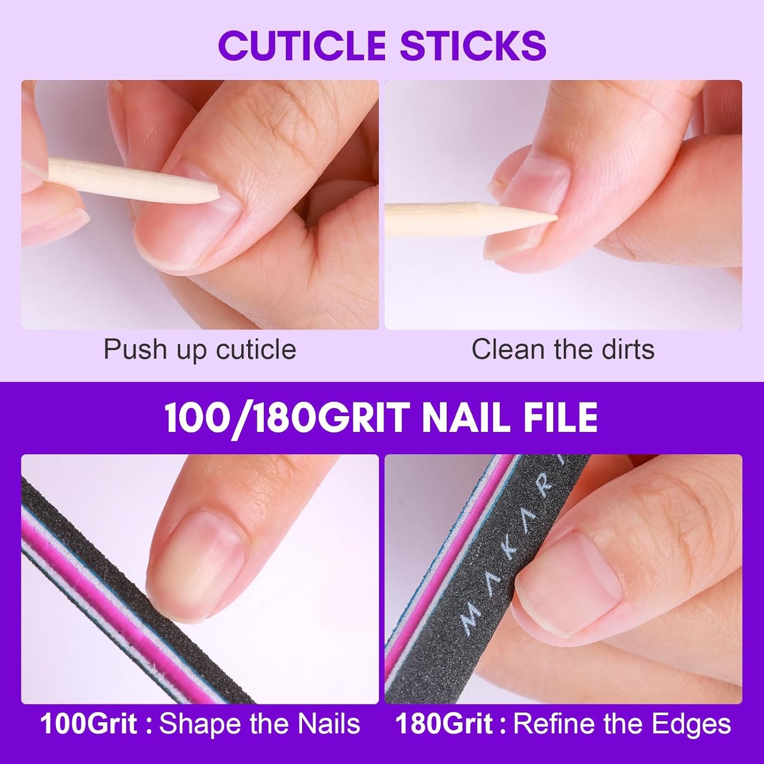 Makartt Cuticle Remover Kit, Nail Care Kit with 50ml Cuticle Softener, Cuticle Trimmer, Cuticle Oil Pen, Nail File & Cuticle Sticks, Manicure Kit for Cuticle Prep & Moisturize Salon Home Use - Image 6
