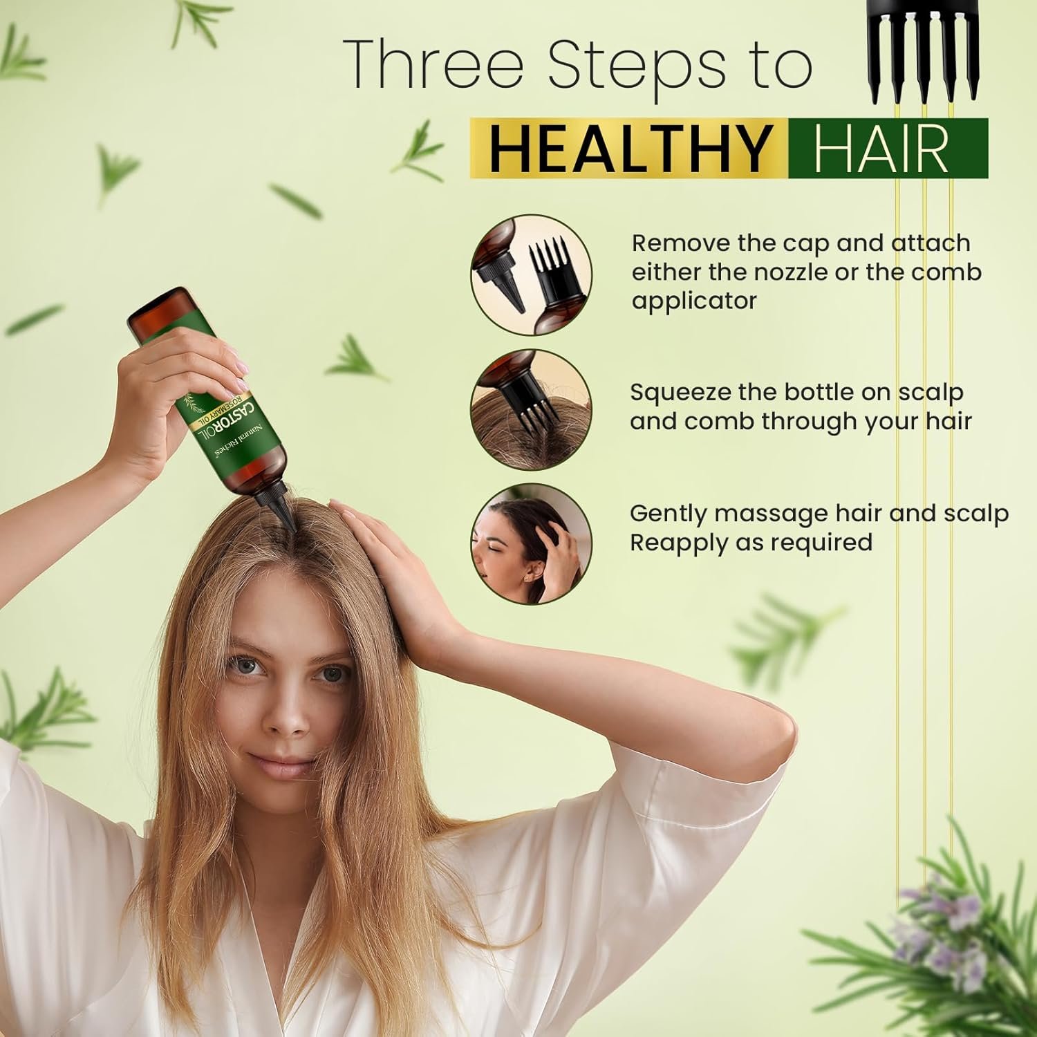 Natural Riches Castor Oil with Rosemary Oil, 8 fl oz, For Stronger, Fuller and Thicker Hair Growth Handcraft Blends Organic Castor Oil with Rosemary Oil Premium Grade hair treatment. - Image 8