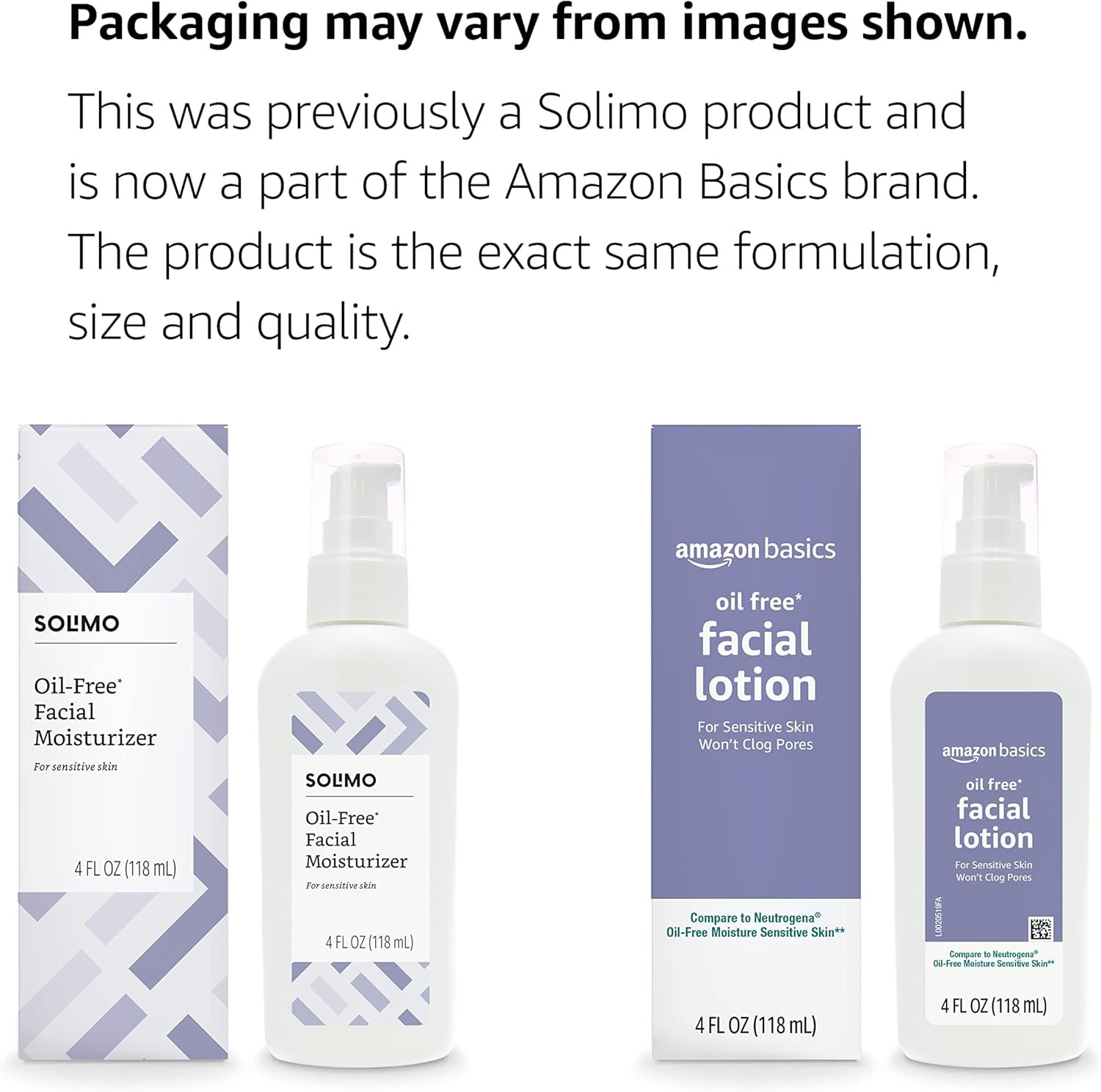 Amazon Basics Oil-free Facial Moisturizer for Sensitive Skin, Fragrance Free, 4 Fluid Ounce (Previously Solimo) - Image 3