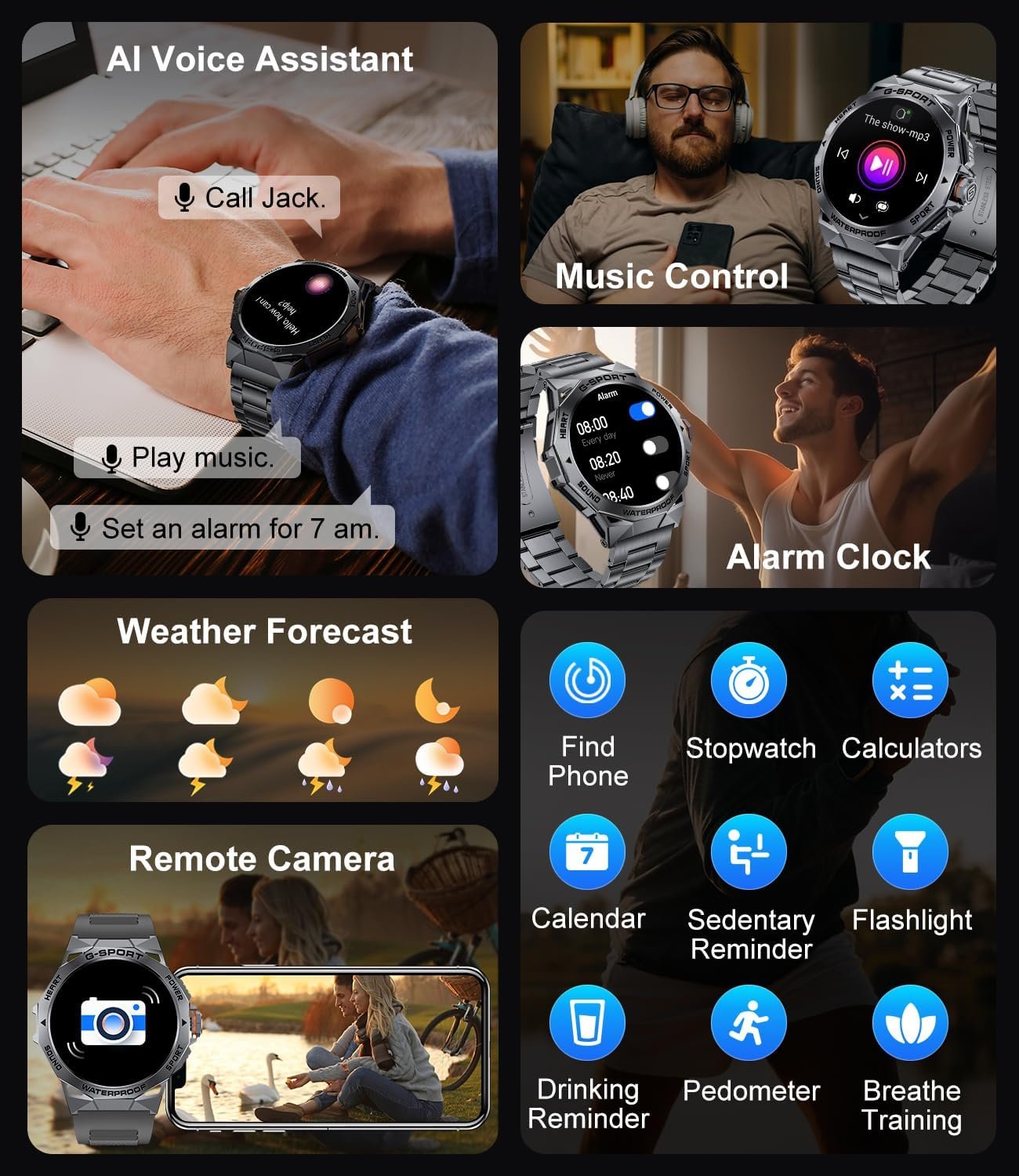 LIGE Military Smart Watch for Men(Dial&Answers),1.43" Always on Display Smartwatch for Android iOS with 400mAH,120+ Sports Modes,Heart Rate/Blood Pressure Tracker,Multifunction Smart Watch Space Grey - Image 7