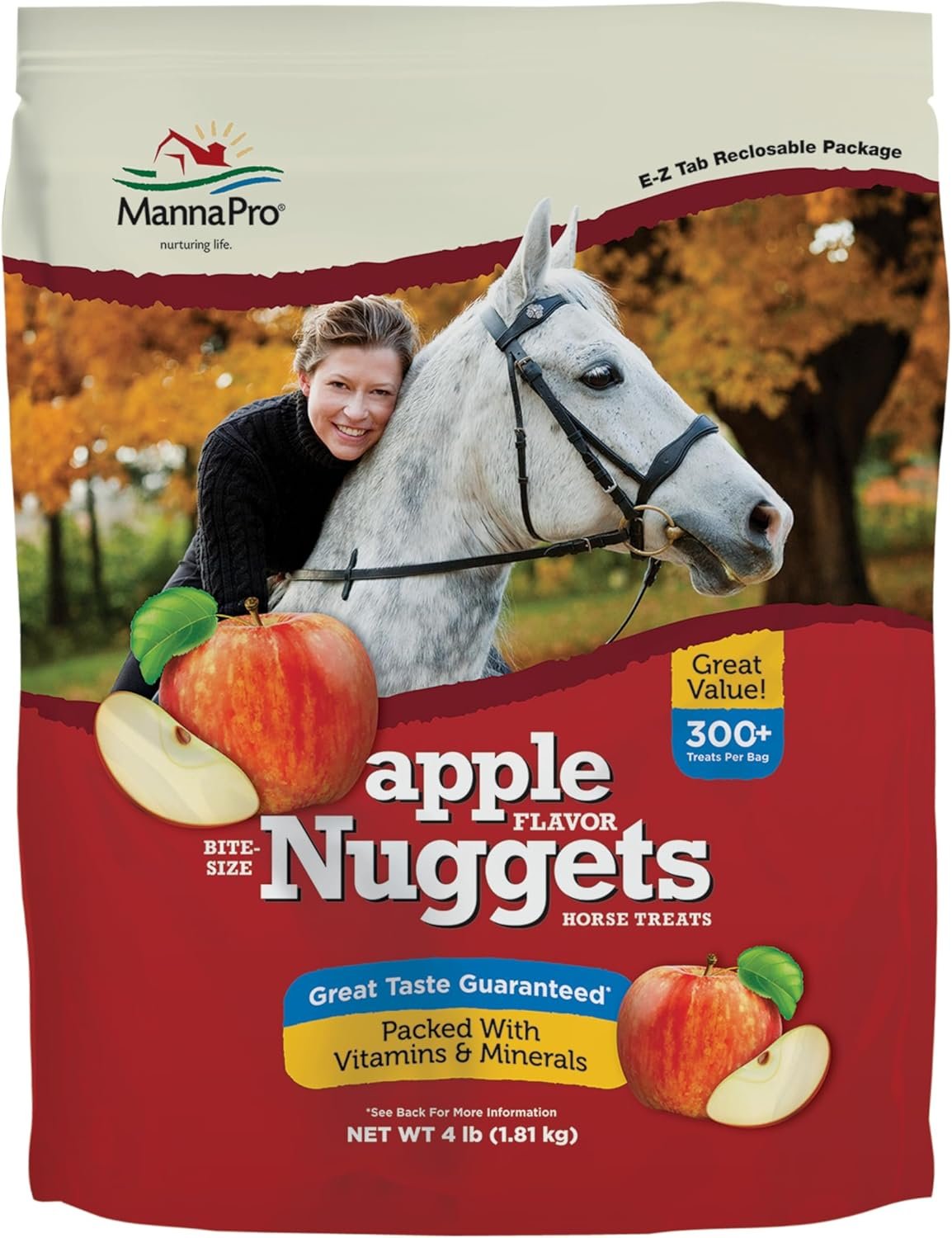 Manna Pro Bite-Size Nuggets for Horses - Pocket Sized Training Horse Treats - Apple Flavored Treats - Packs with Vitamins & Minerals- Great Taste Guaranteed - 4lbs - Image 2