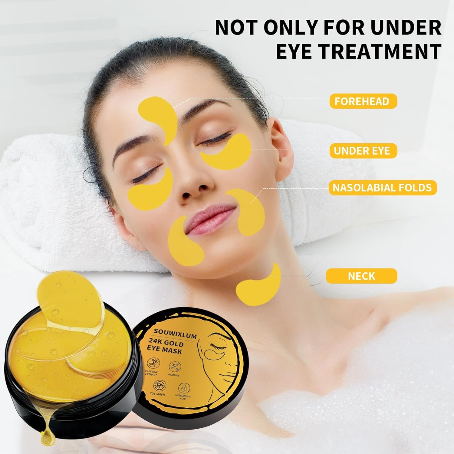 Under Eye Patches For Puffy Eyes 70PCS, 24K Gold Eye Mask For Dark Circles and Puffiness, Under Eye Mask Patches Skincare, Eye Gel Pads, Eye Patches For Wrinkles, Puffy Eyes Bags Treatment Women Men - Image 5