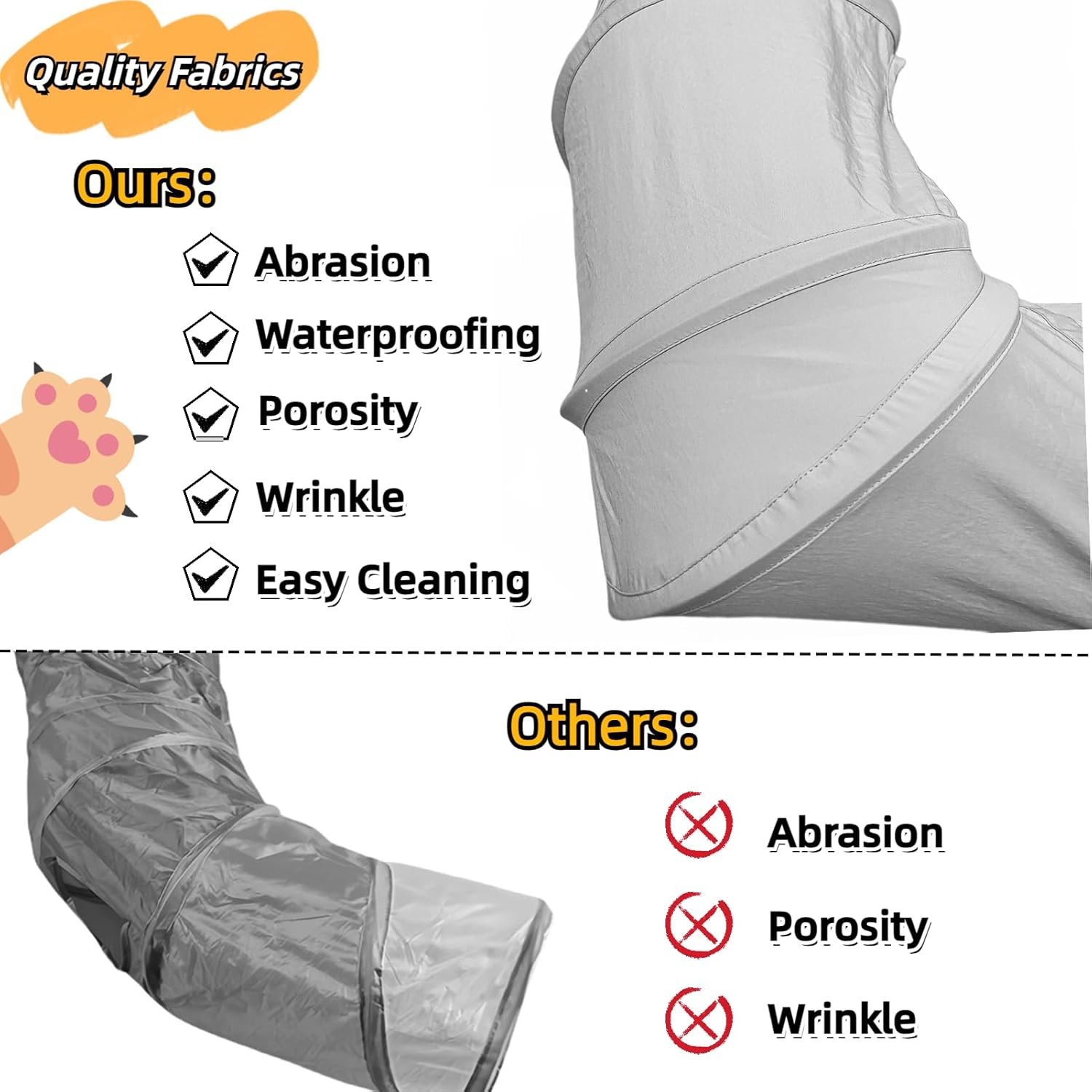 XxingSheep 4 Ways Shuttled XL Cat Tunnel Bed for Indoor Cats Peekaboo Cat Cave Donut with Cool Mat - Image 6