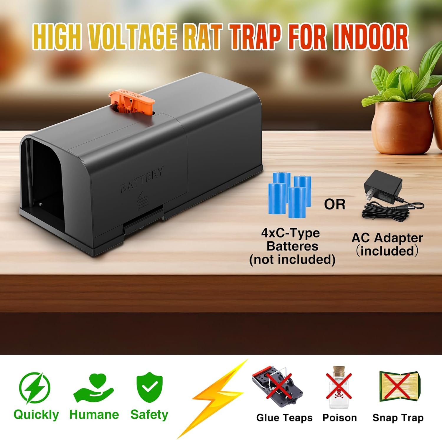 Rat Trap - Electric Mouse Traps Indoor for Home, Electronic Humane Rat Killer with Powerful Voltage, Effective Mouse Zapper for Rats and Mice - No Touch Reusable Mice Traps to Protect Your Home (1) - Image 3