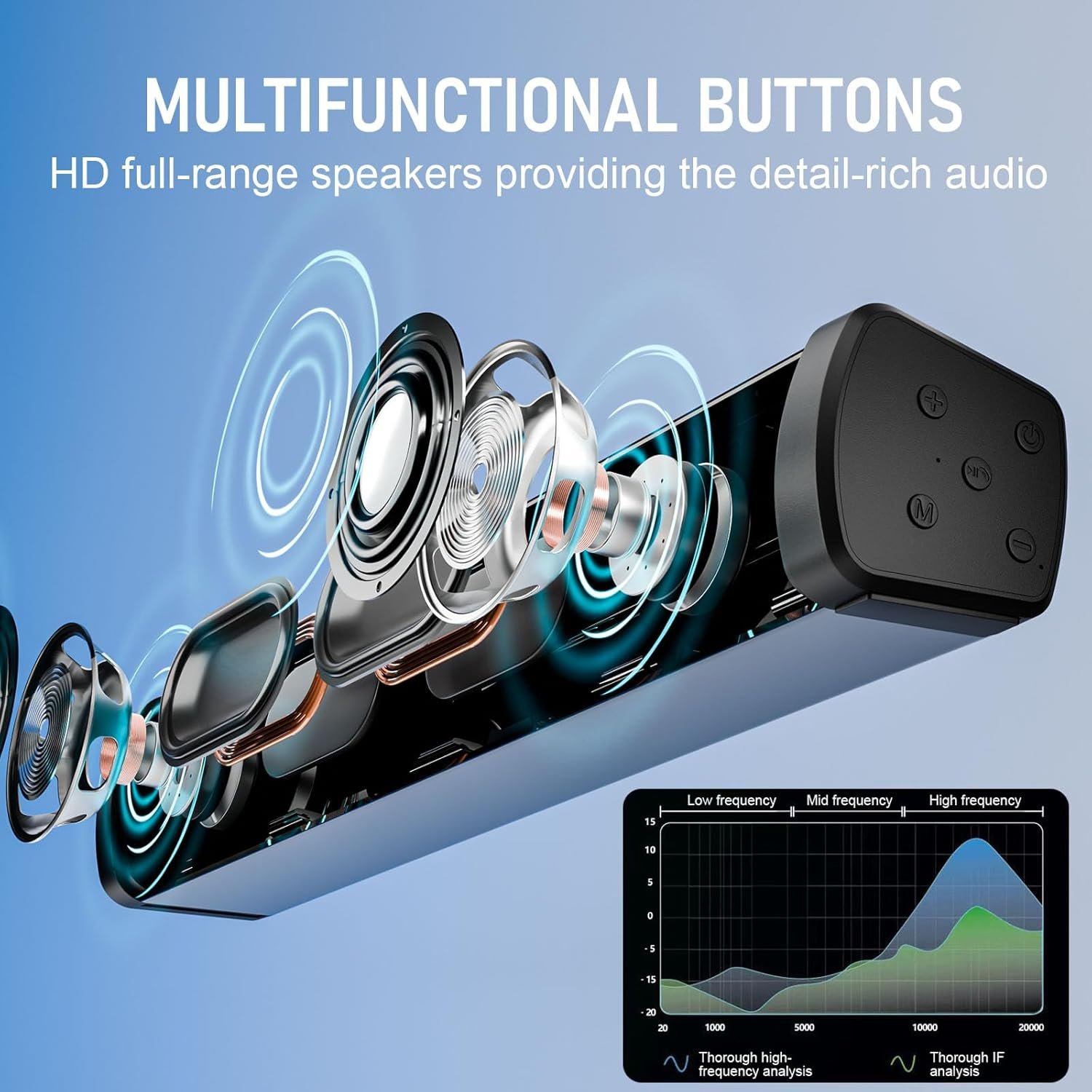 OOYY Home Portable Bluetooth Speaker with Colorful Flashing Lights, Wireless Bluetooth Sound Bar, Perfect for Home Theater and Gaming (Black) - Image 5