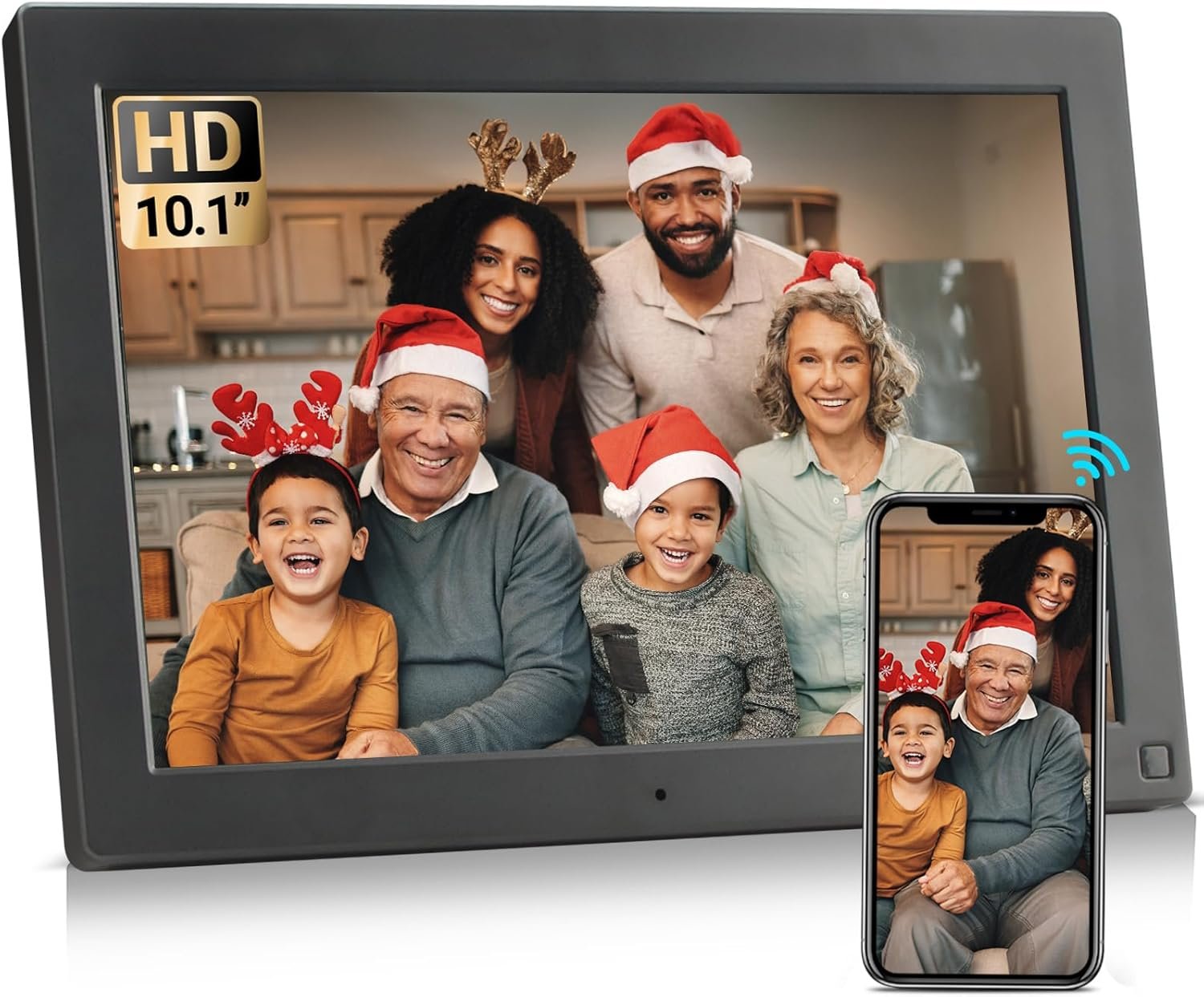 BSIMB 10.1 Inch Digital Picture Frame, WiFi Digital Photo Frame Touchscreen 1280x800 HD 32GB Electronic Picture Frame, Auto-Rotate, Wall Mountable, Share Photos via App/Email, Gift for Women - Image 2