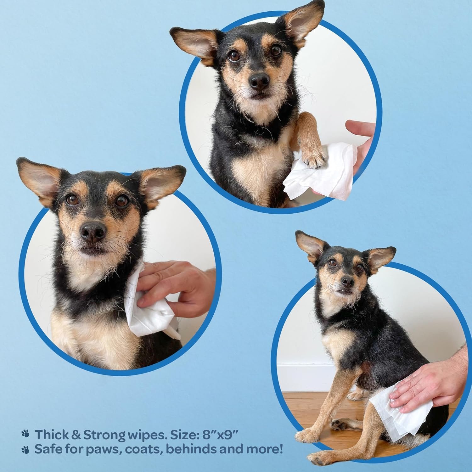 8"" x 9"" Pet Grooming Wipes for Dogs & Cats, 100 Pack, Plant-Based Deodorizer for Coats & Dry, Itchy, or Sensitive Skin, Clean Ears, Paws, & Butt - Calming Lavender - Image 4