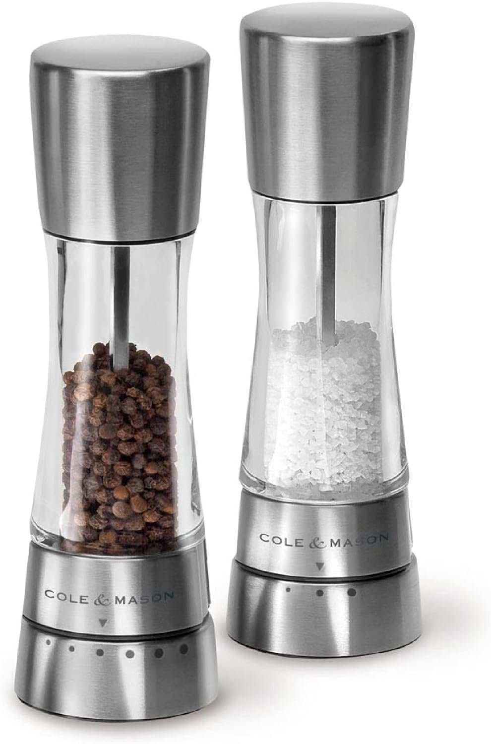 COLE & MASON Derwent Salt and Pepper Grinder Set - Stainless Steel Mills Include Gift Box, Gourmet Precision Mechanisms and Premium Sea Salt and Peppercorns - Image 2