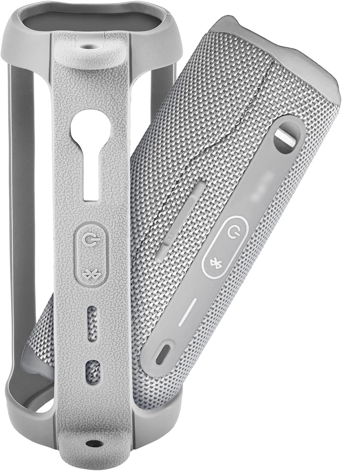 Silicone Case for JBL FLIP 6 Waterproof Portable Bluetooth Speaker, Gel Soft Skin Rubber Cover, Travel Carrying Storage Bag Pouch with Shoulder Strap and Carabiner - Grey - Image 6