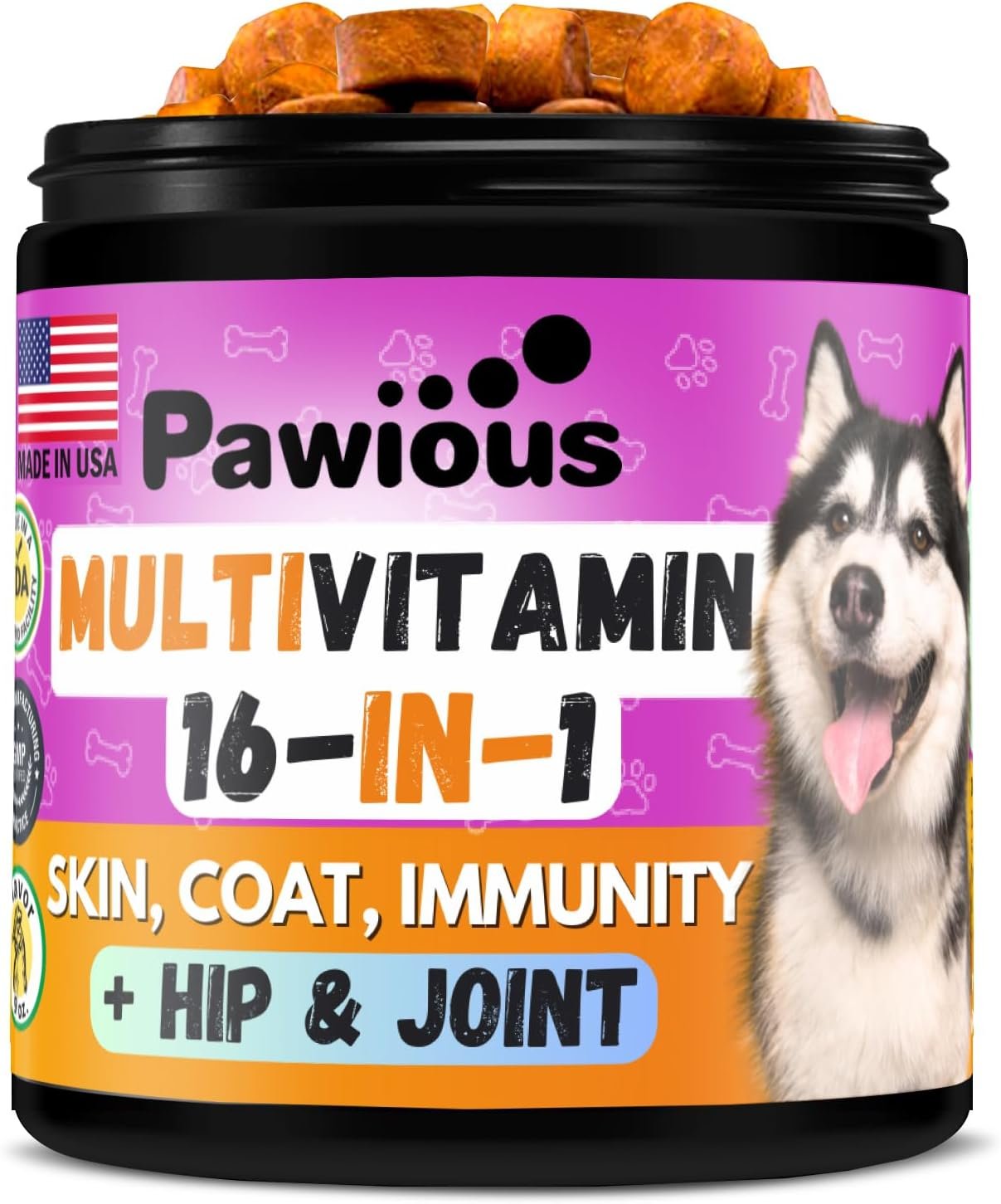 Dog Multivitamin Chewable with Glucosamine 16 in 1 - Dog Vitamins and Supplements - Hip and Joint Support Health - Immunity, Mobility - Gut, Skin, Heart, Coat - Image 2
