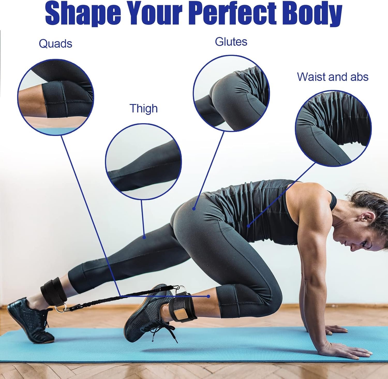 Ankle Resistance Bands with Cuffs Ankle Bands for Leg Booty Butt Lift Workout Equipment for Kickbacks Hip Leg Glute Fitness Training Exercise Bands with Ankle Cuffs for Men Women - Image 4