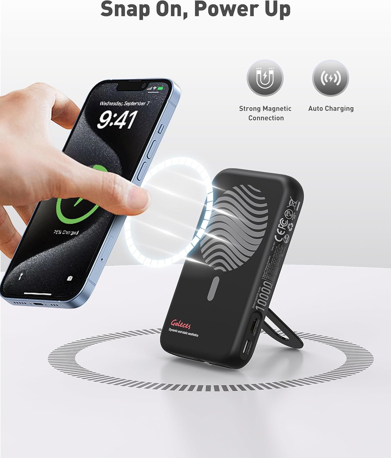 Magnetic Power Bank for iPhone Apple Watch Airpods iPad Series 10000mAh Wireless Portable Charger for Magsafe USB C in&Out Fast Charging PD 20W Battery Pack Gifts for Christmas (Black) - Image 6