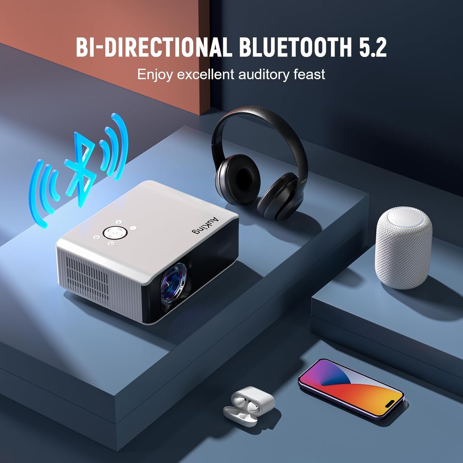 AuKing Projector, 2024 Upgraded Auto-focus Projector, Full HD 1080P Home Theater Video Projector, Compatible with HDMI/USB/AV/Smartphone/TV Box/Laptop - Image 6