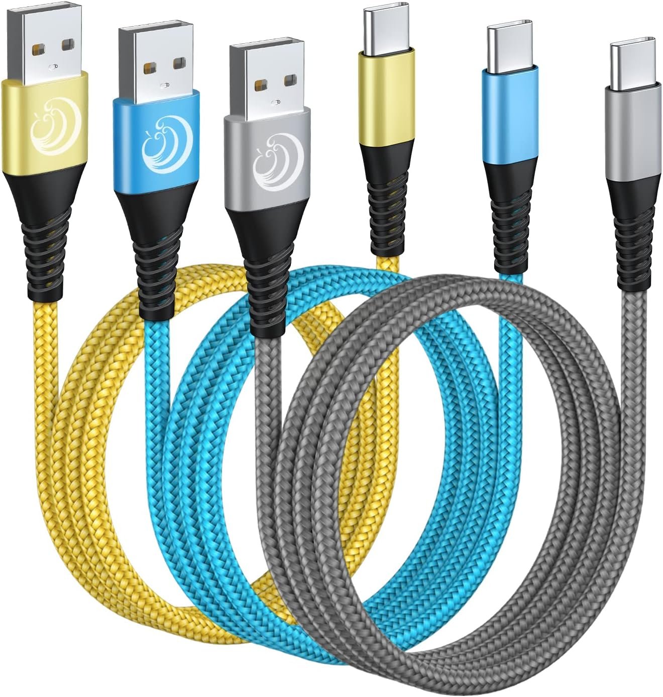 USB C Cable 10FT 3Pack Fast Charging Nylon Braided Long Type C Charger Cable for Samsung Galaxy S24 S23 S22 S21 S10 S9 S8 A02s A03s A11 A12 A13 A14 A21 A22 A32 A42 A53, Tablet, LG, Moto, TCL - Image 2