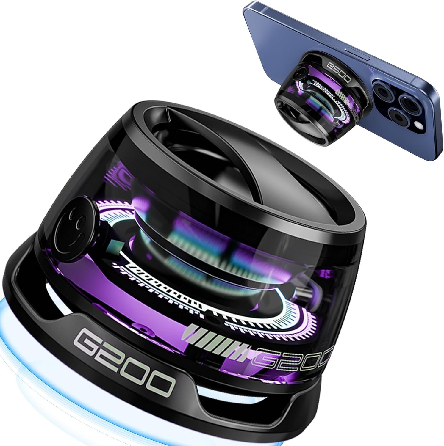 Magnetic Bluetooth Speaker,Small Bluetooth Speaker with Multi-RGB Color Light and Phone Holder for Metal Surface, Perfect Mini Speaker for Shower,Room,Bike,Car,Outdoor Gifts for Teens (1 Pack Black) - Image 2