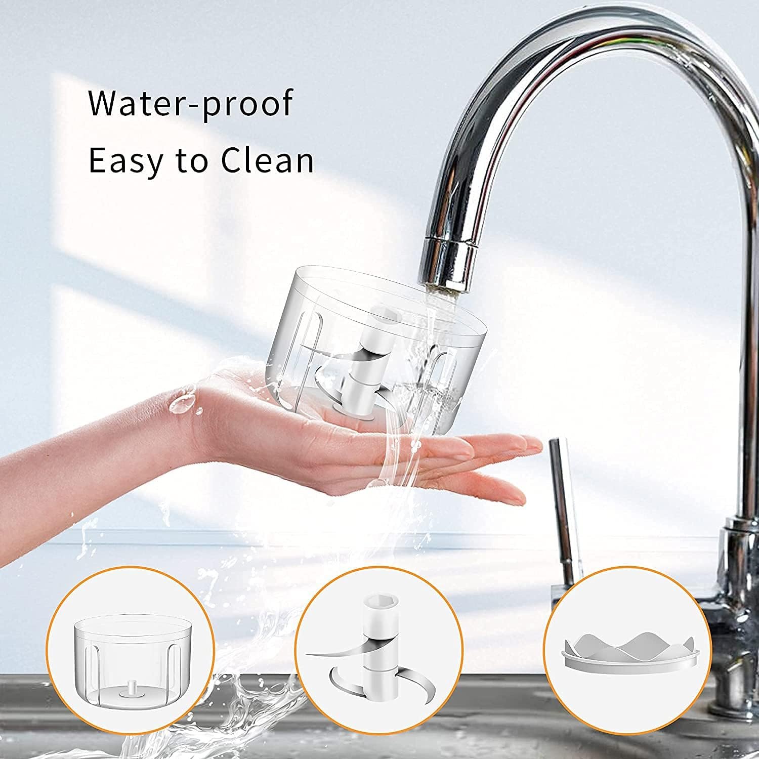 Electric Mini Garlic Chopper,Food Processor,Portable Cordless Garlic Mincer Masher,Meat Grinder with USB Charging For Vegetable,Chili,Fruits,Ginger,Baby Food,Seasoning 250ml(White) - Image 6